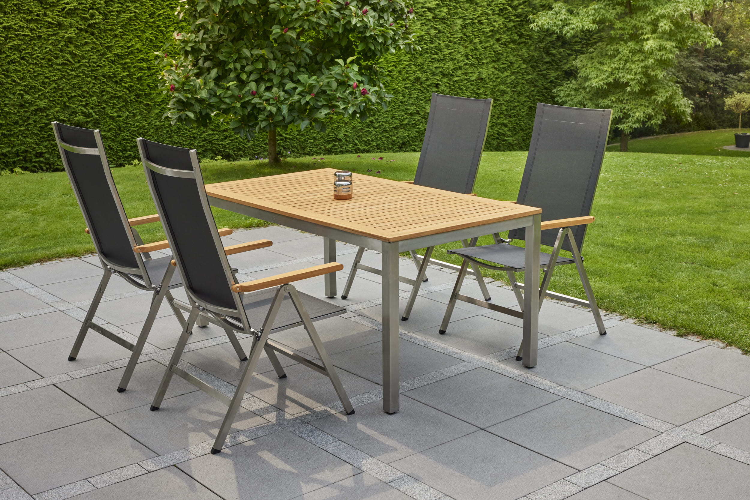 LC Garden »Steelado« Esstisch Edelstahl/Teak 160x90cm Esstisch Gartentisch Terrassentisch