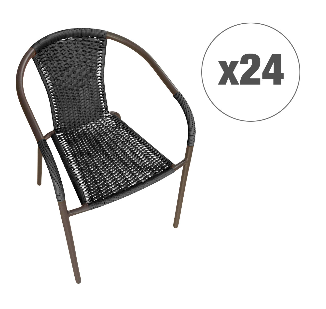 LC Garden 24er Set »Garvista« Gartenstuhl braun/schwarz Metall/PE-Rattan Stapelstuhl Bistrostuhl  