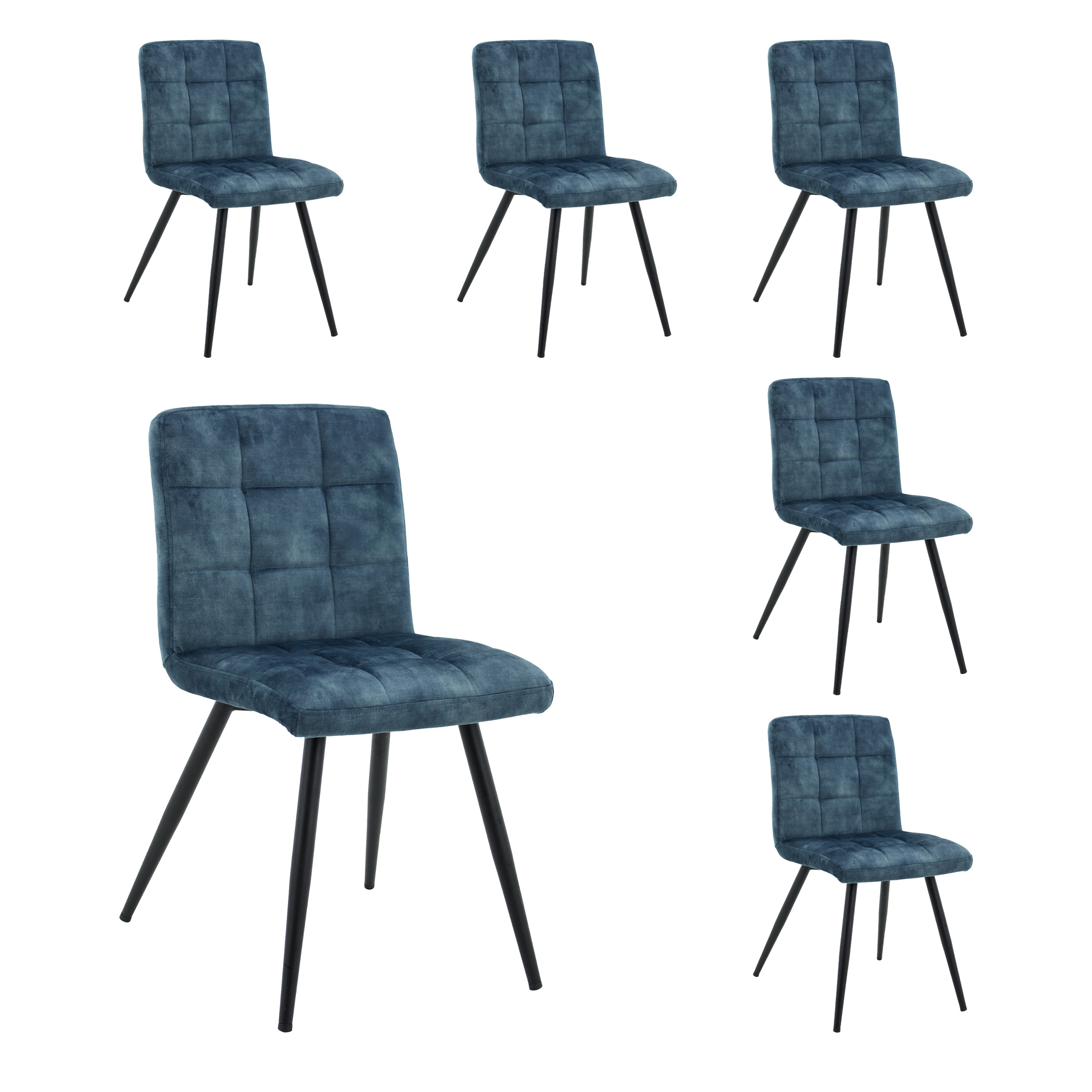 LC Home 6er Set »moderner« Esszimmerstuhl Samt blau 47x58,5x82,5cm Polsterstuhl