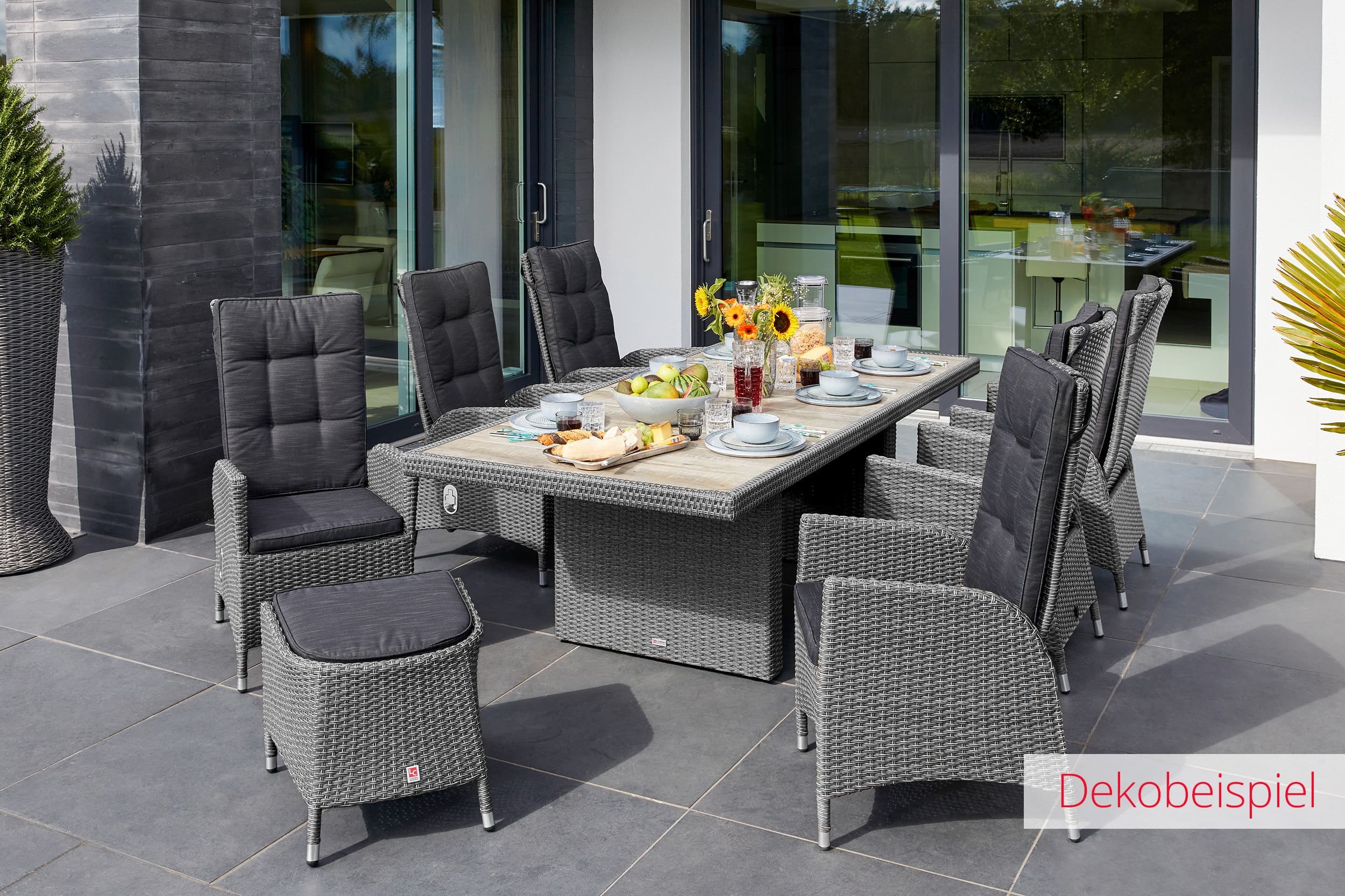 LC Garden »Barcelona« Dining Set VII mit Komido Wangentisch grau-mix Sitzgruppe Gartenset