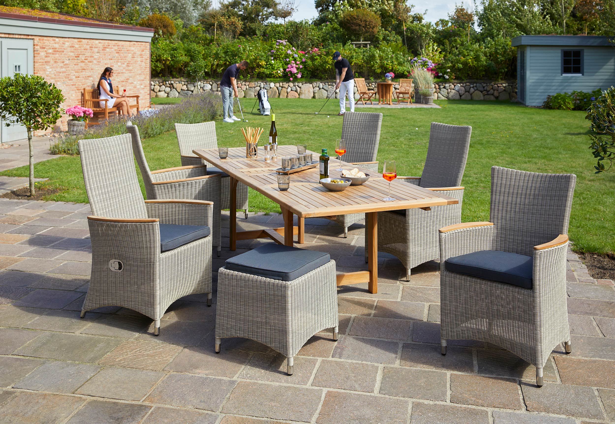 LC Garden »Chelsea« Teak Dining Set I Sitzgruppe Gartenset beige