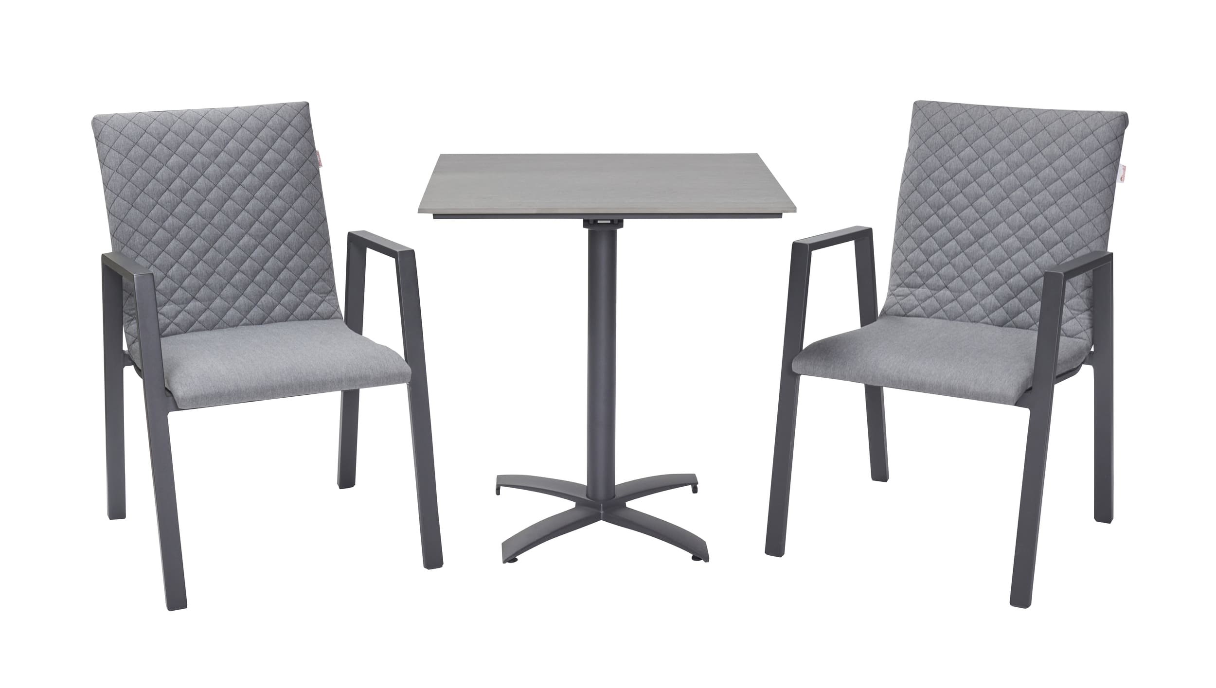 LC Garden »Sunrino« Balkonset II 3tlg. Balkontisch 70x70cm Aluminium/sintered stone + 2 x Gartenstuhl anthrazit/flanelle Aluminium/Sunbrella®-Bezug stapelbar