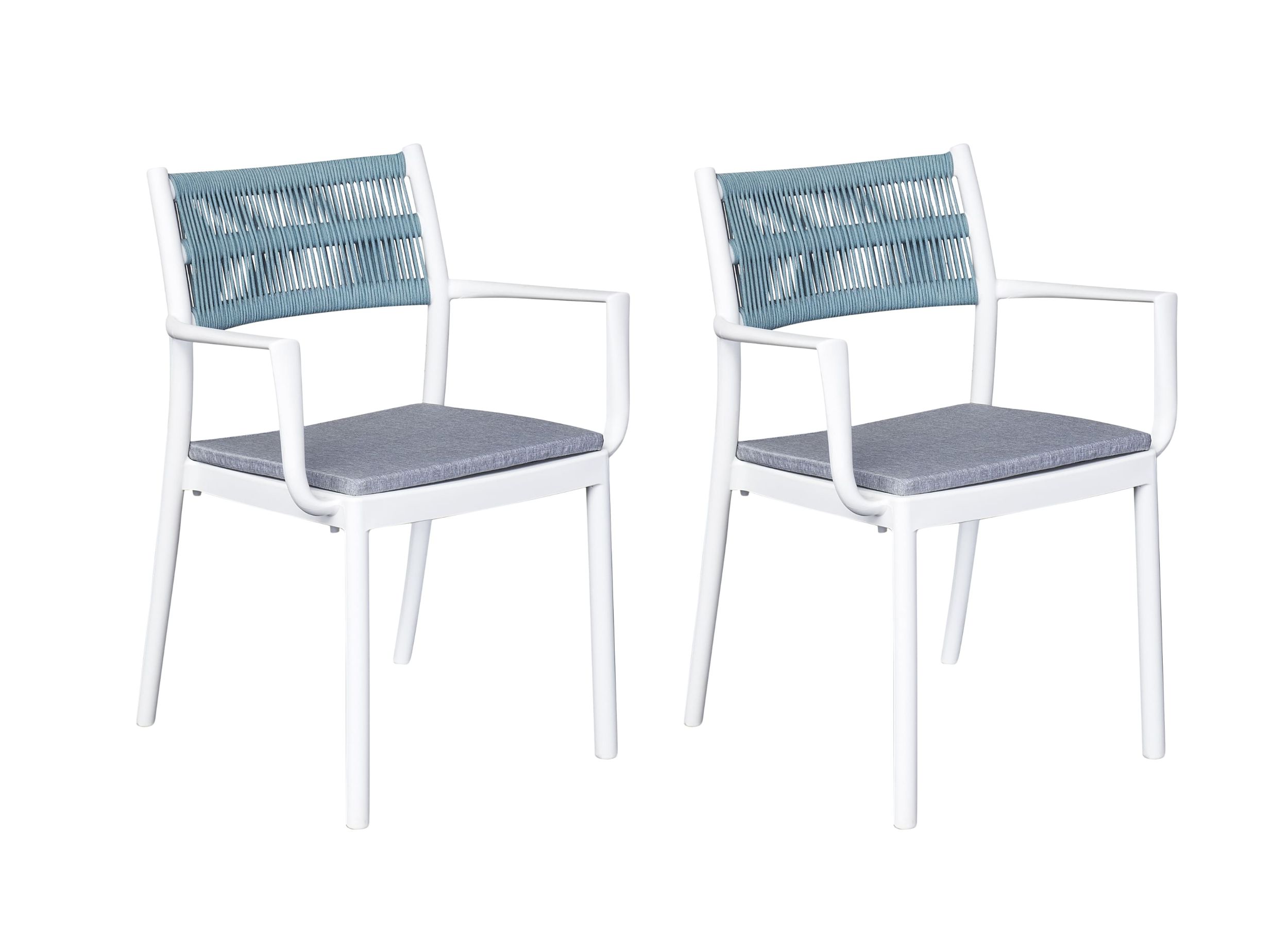 LC Garden Vona 2er Set Stapelstuhl 52,5x60x80cm weiß/blau Gartenstuhl Bistrostuhl