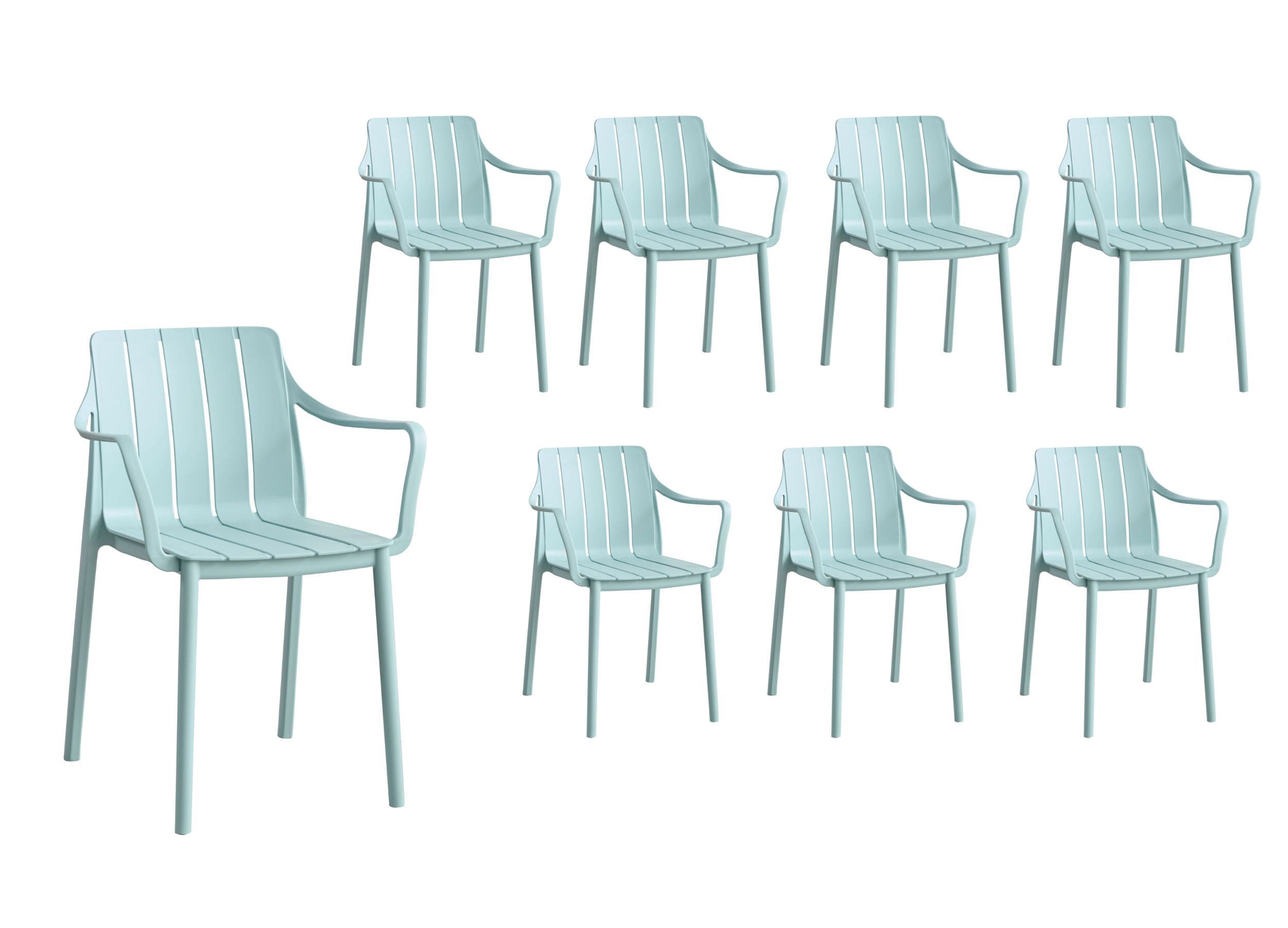 LC Garden »Vina« 8er Set Gartenstühle anthrazit/blau Stapelstühle Bistrostühle Kunststoff stapelbar