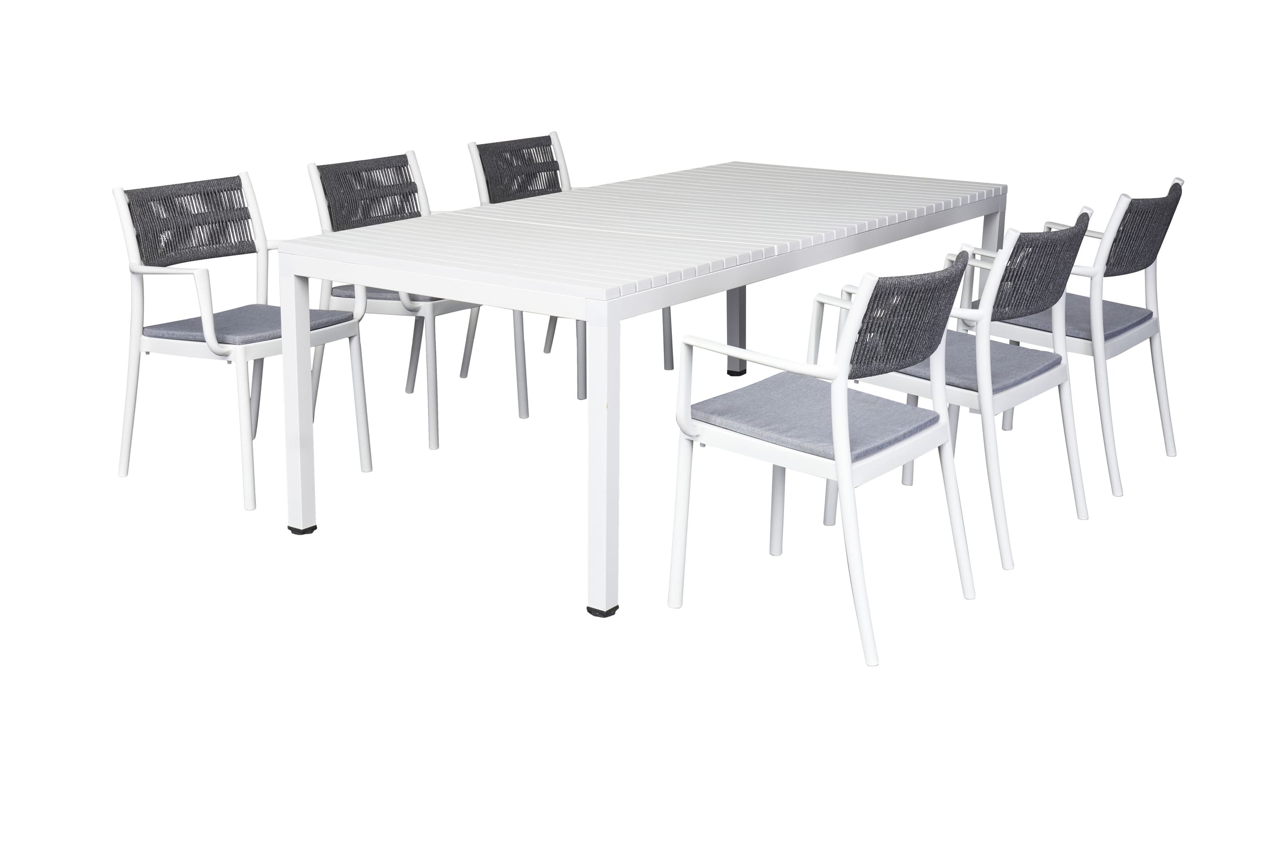 LC Garden Vona Essgruppe weiß/anthrazit 7tlg. Sitzgruppe Kunststoff Gartenset