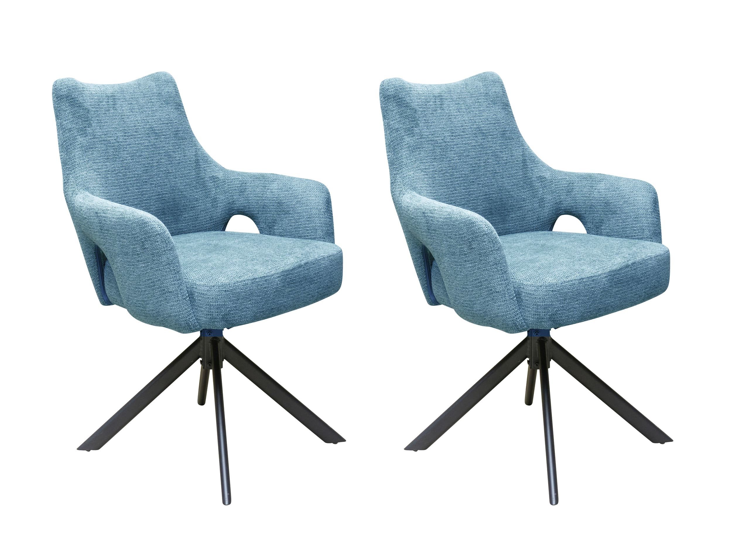LC Home 2er Set Esszimmerstuhl Drehstuhl »Livrono« Webstoff Blau Polsterstuhl