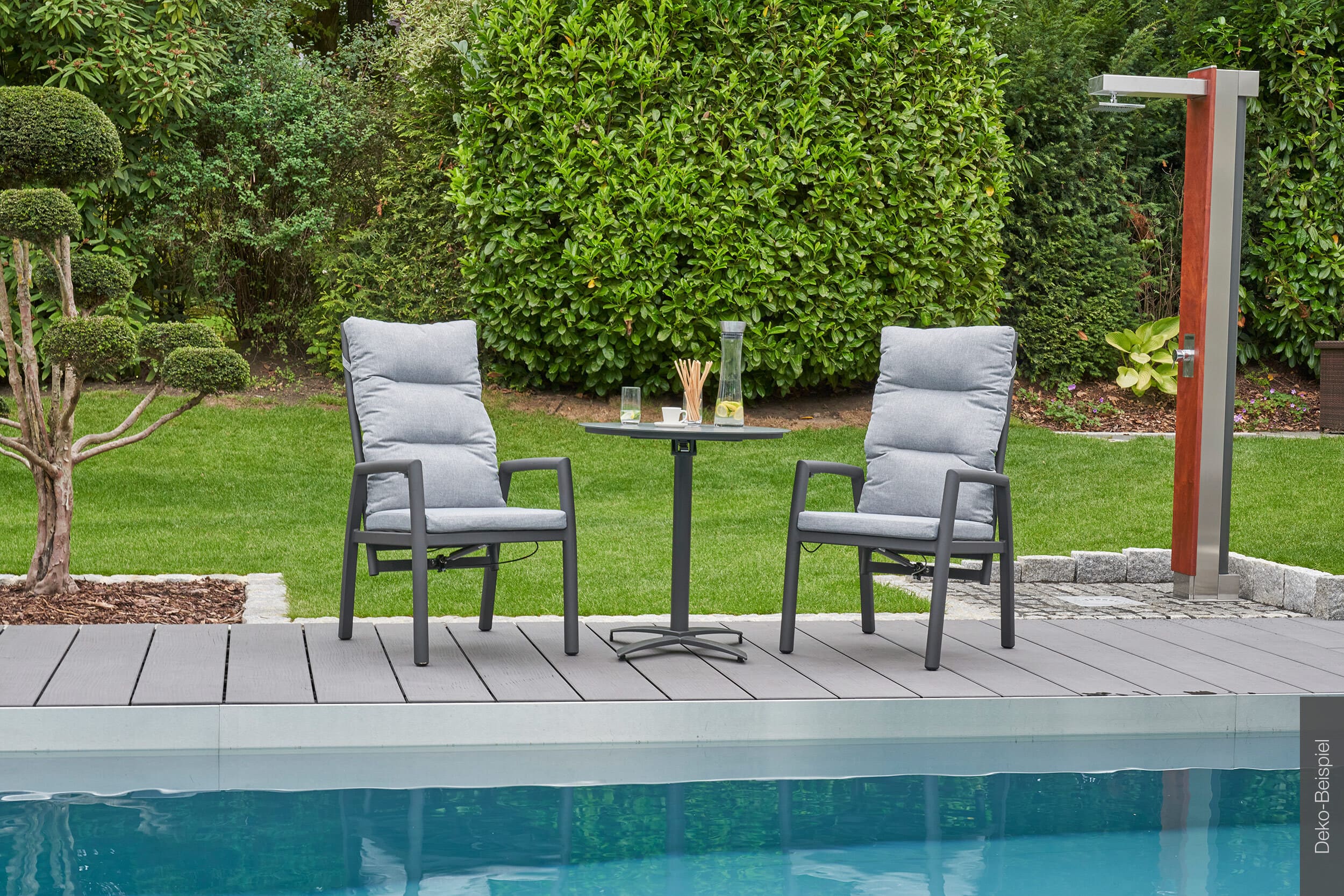 LC Garden Balkontisch »France« rund anthrazit Ø70x74cm Glas-Keramik Tischplatte