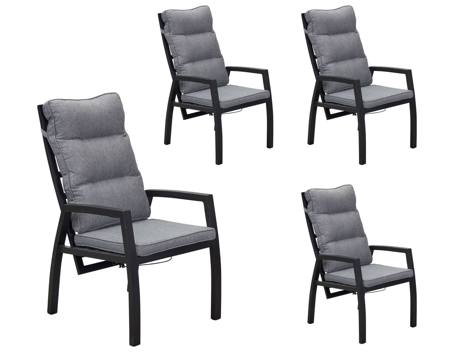 LC Garden 4er Set »Sondrino« Positionsstuhl schwarz Gartenstuhl Verstellsessel