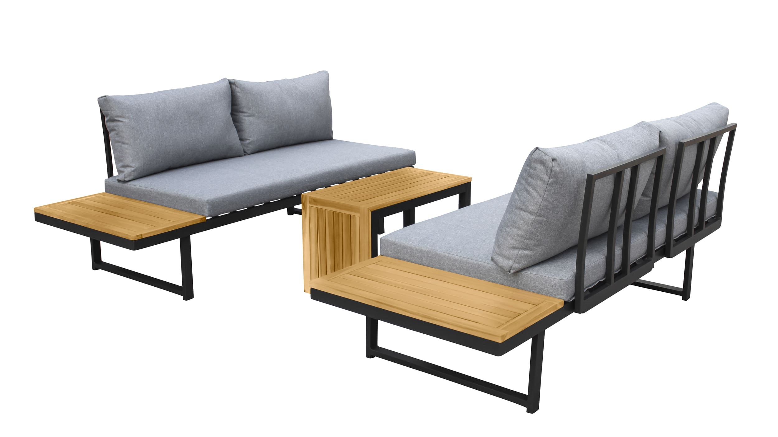 LC Garden »Sungardo« Gartenlounge Set 3tlg. Anthrazit aus Aluminium Akazie