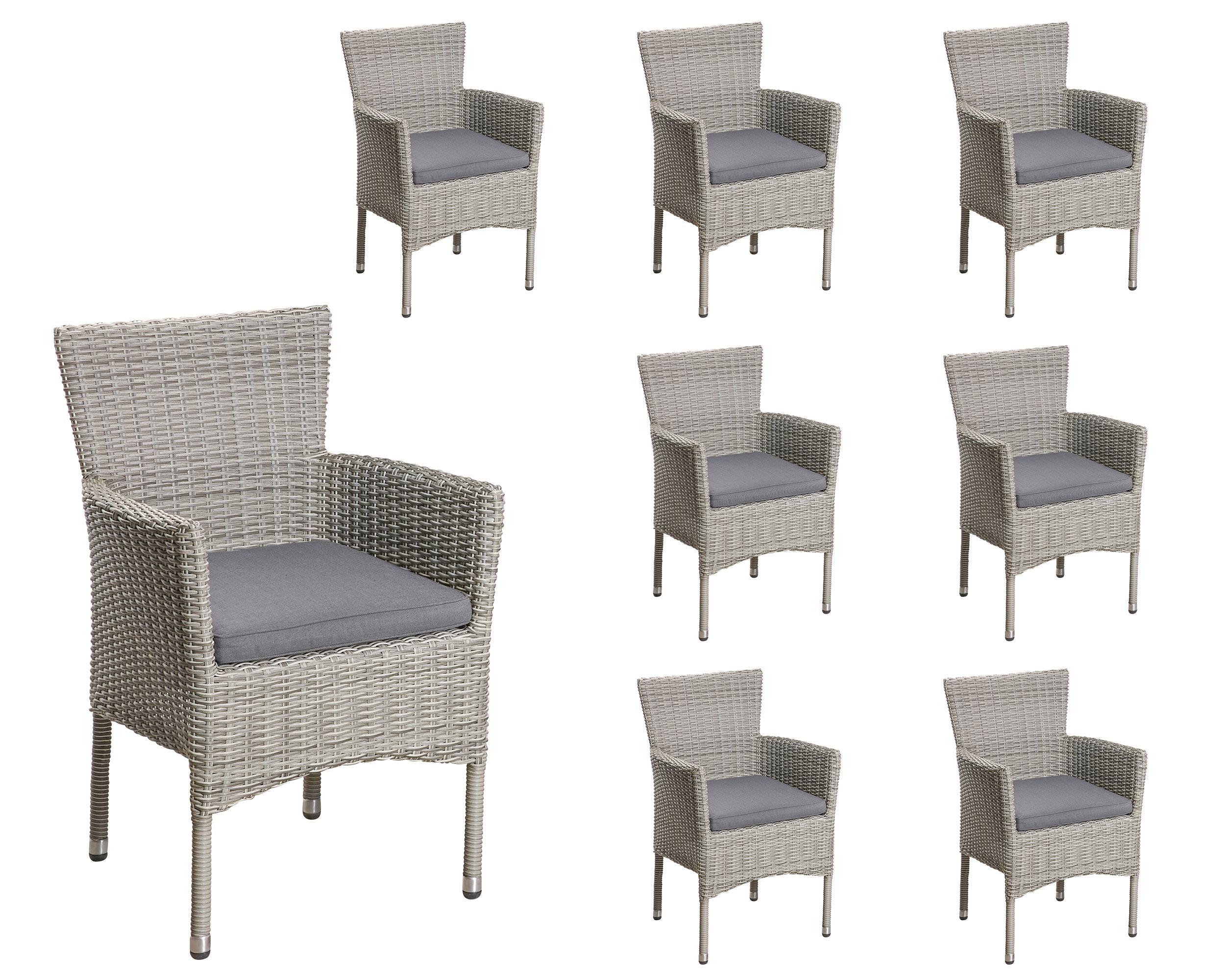 LC Garden »Bilbao«Dining 8er Set Armlehnstuhl Gartensessel grau inkl. Sitzkissen