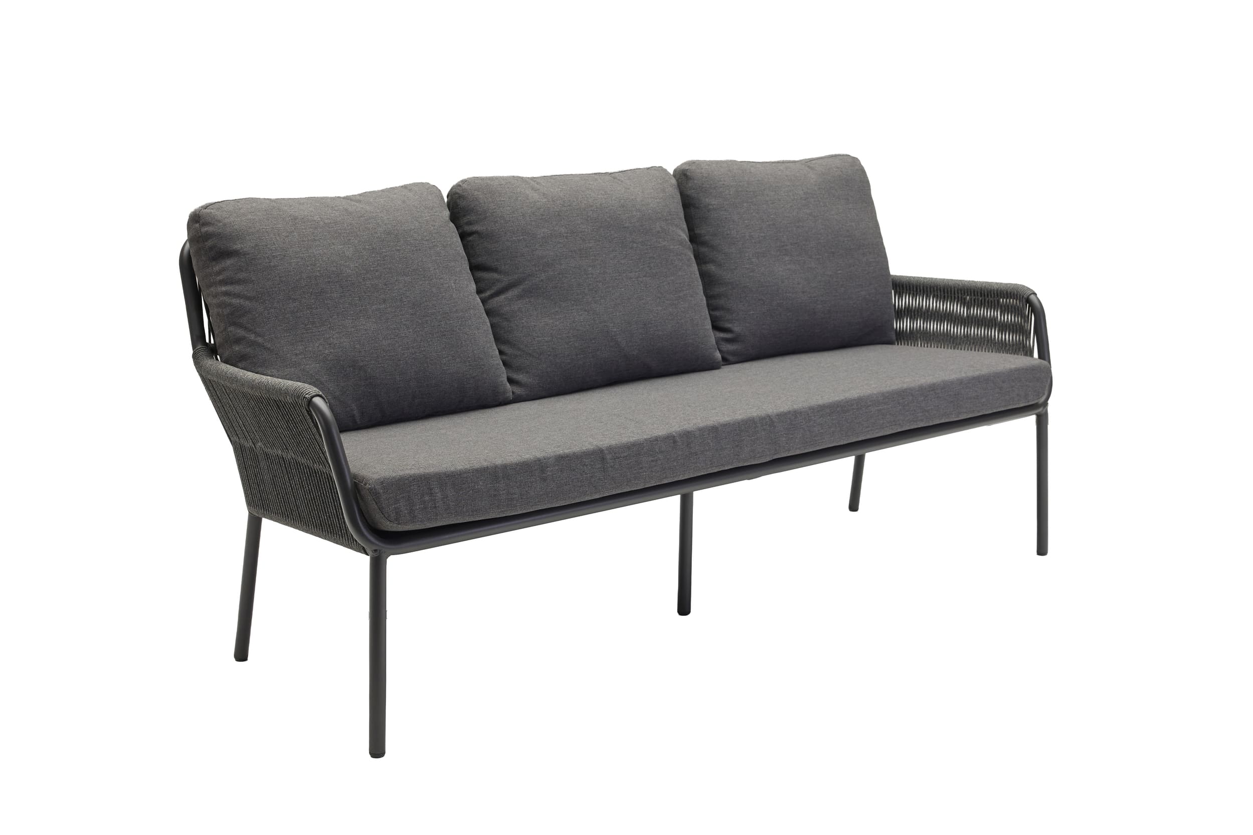 LC Garden »Como« Gartensofa 3-Sitzer Rope Anthrazit inkl. Kissen Loungesofa