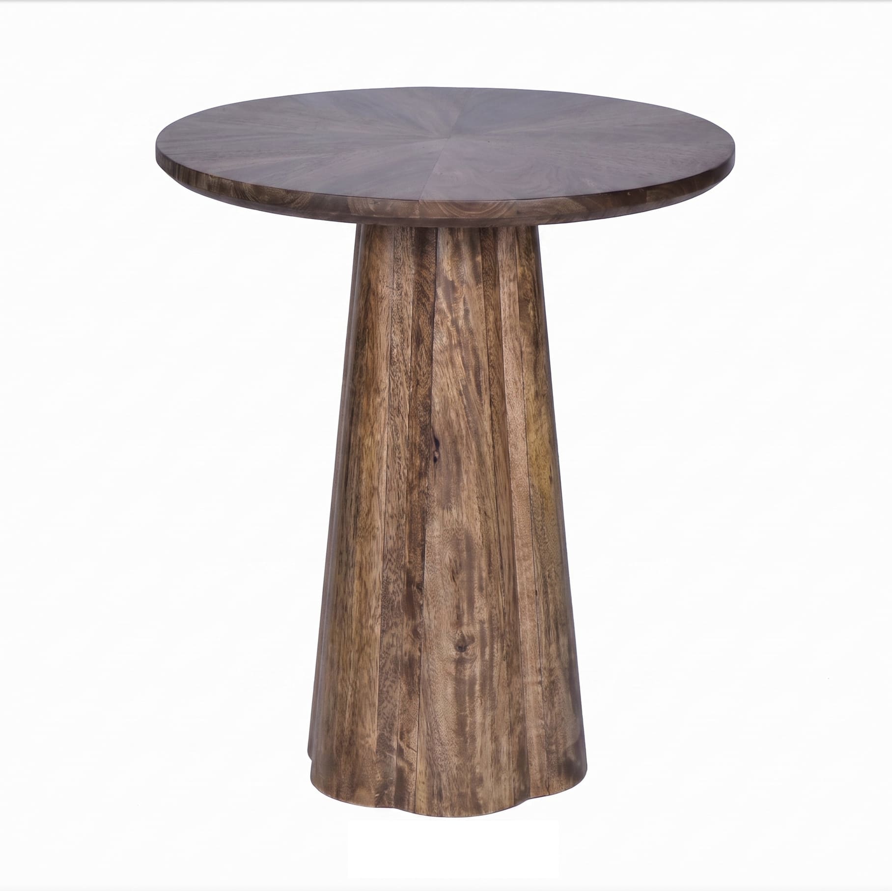 LC Home Beistelltisch Ø 38 cm Mangoholz massiv – runder Säulentisch & Couchtisch