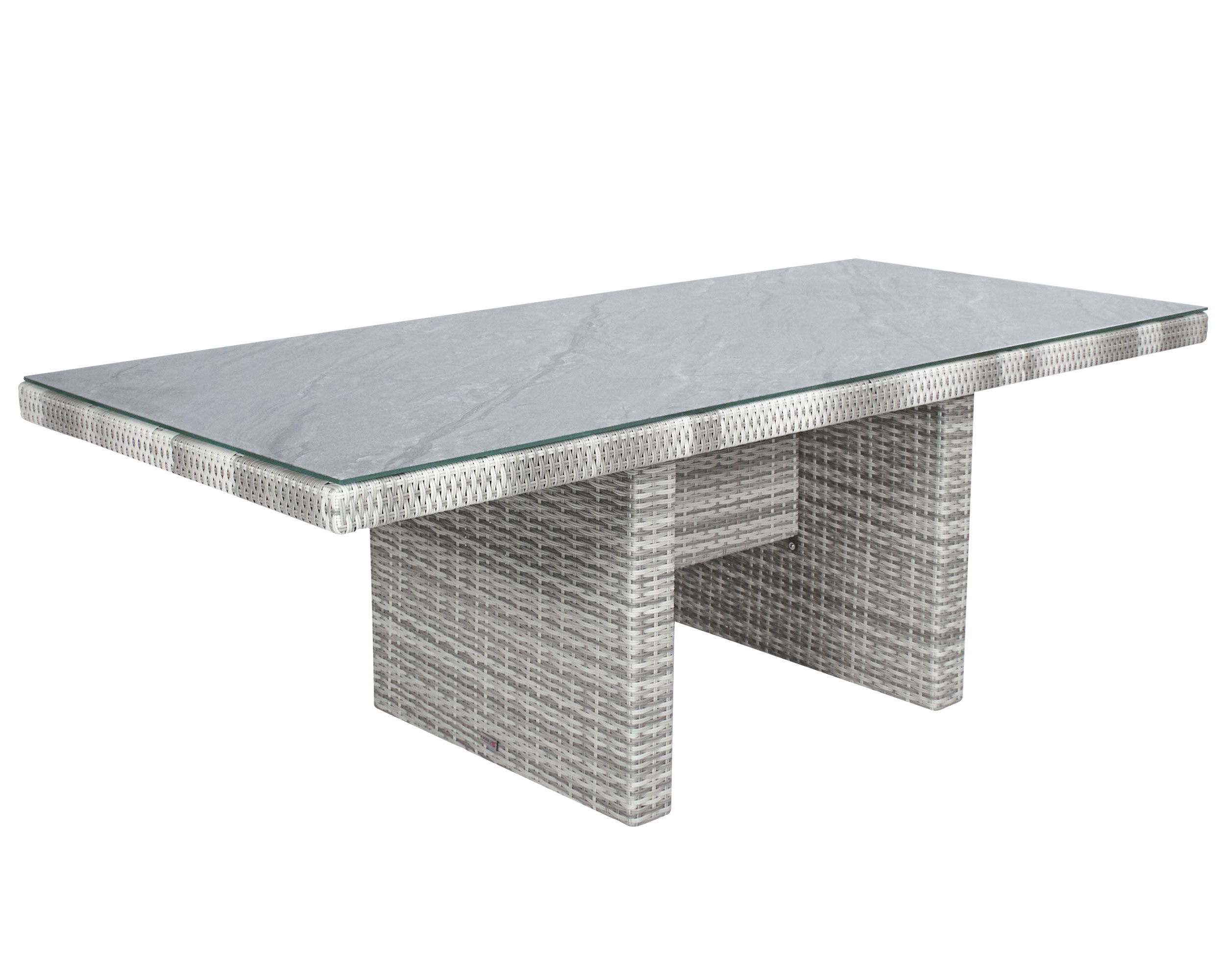 LC Garden »Parma« Dining Wangentisch 200x100cm Glaskeramik weiß-grau Gartentisch