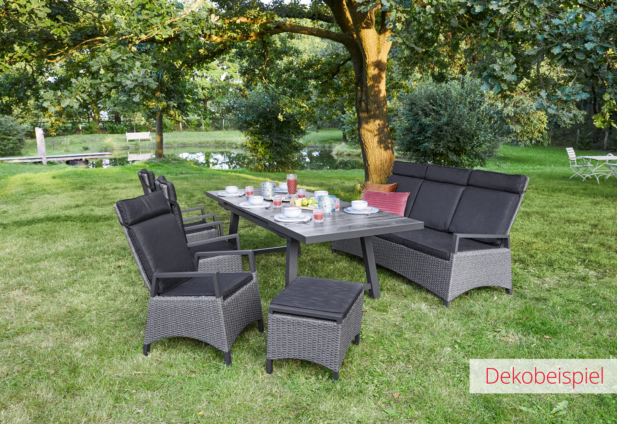 LC Garden »Keramo« Dining Ausziehtisch A-Fuß Anthrazit 200/260x100x75cm Gartentisch