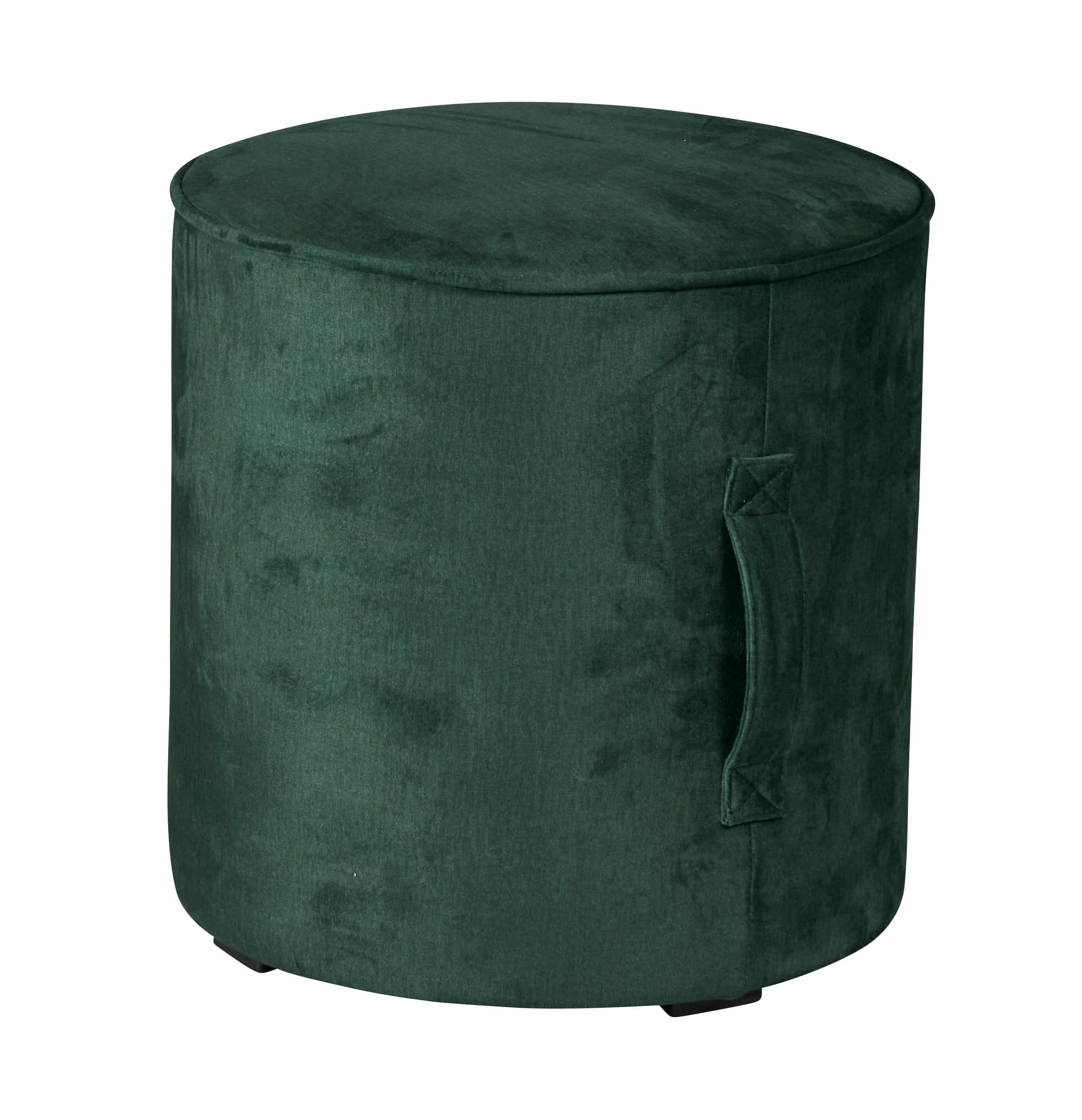 LC Home Sitzhocker »Dalia« rund inkl. Griff Velouroptik dunkelgrün Ø41x44 cm
