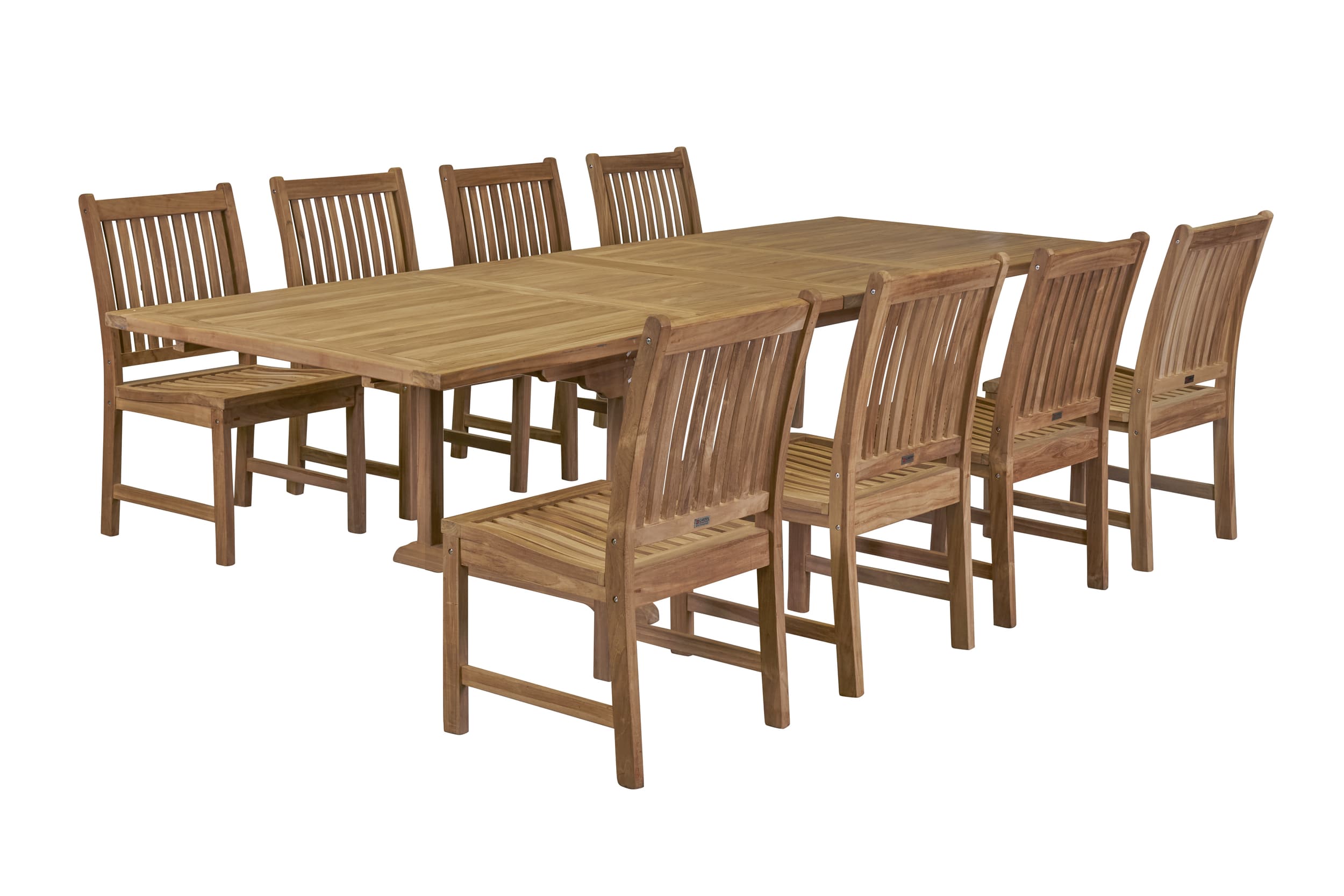 LC Garden Teak Gartenset 9tlg. Teakholz natur Esstisch 196/296x110cm + 8x Gartenstuhl Teakholz