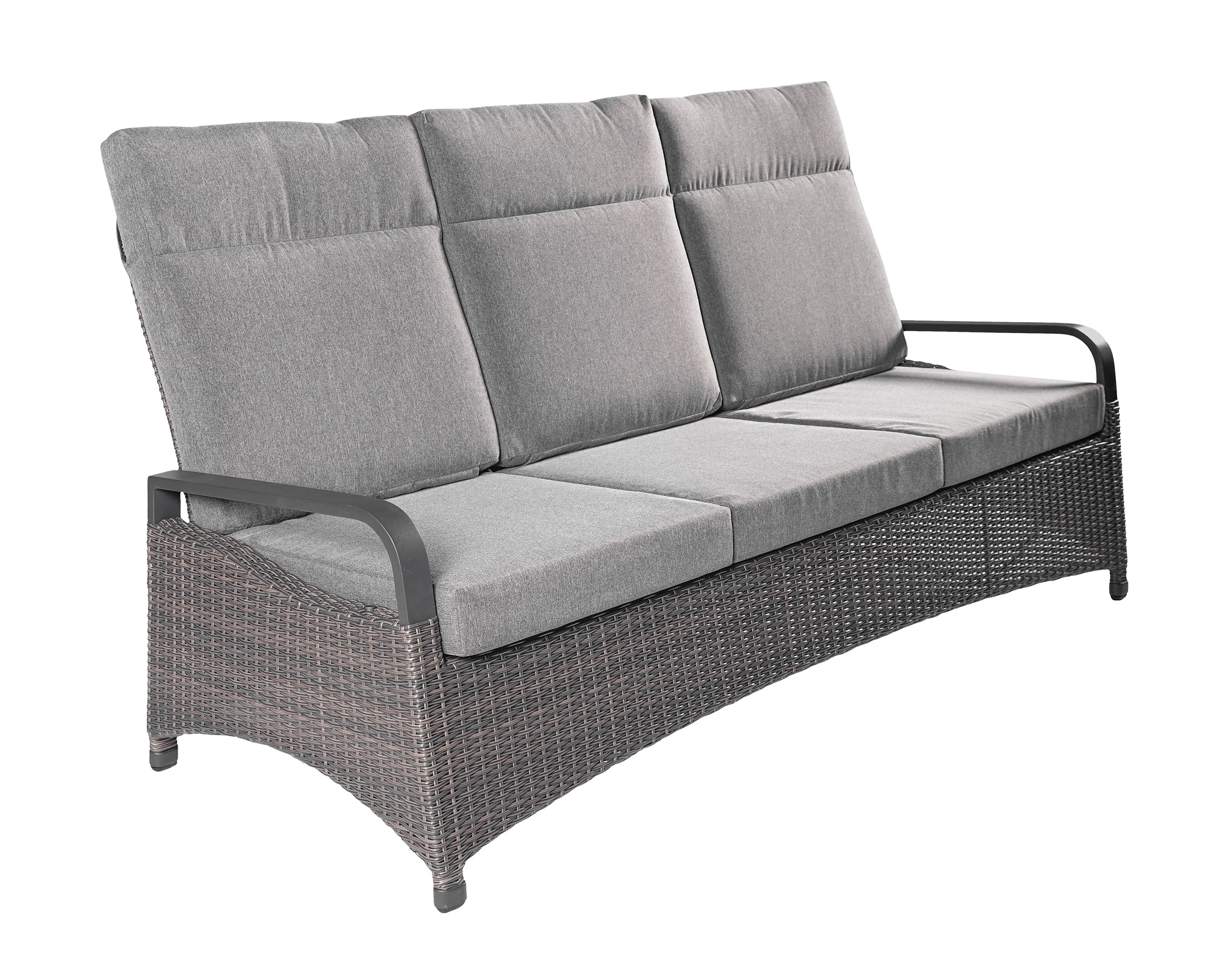 LC Garden »Komido« 3-Sitzer Sofa omega braun 89x205x105cm Dreisitzer aus handgeflochtenem Polyrattan inkl. Sitzkissen