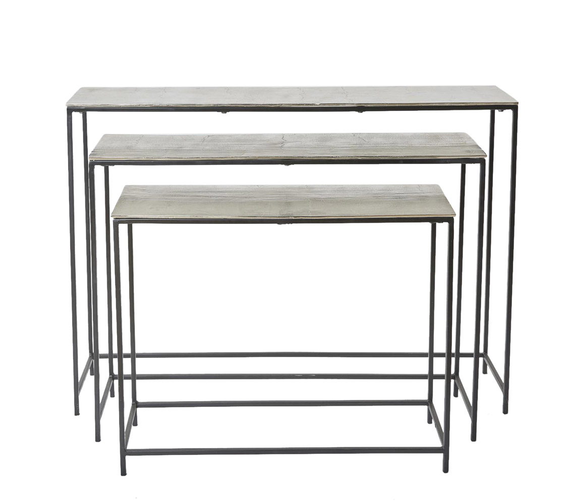 LC Home »Konsolentisch« 3er Set Sideboard silber  25x118x85cm Kommode