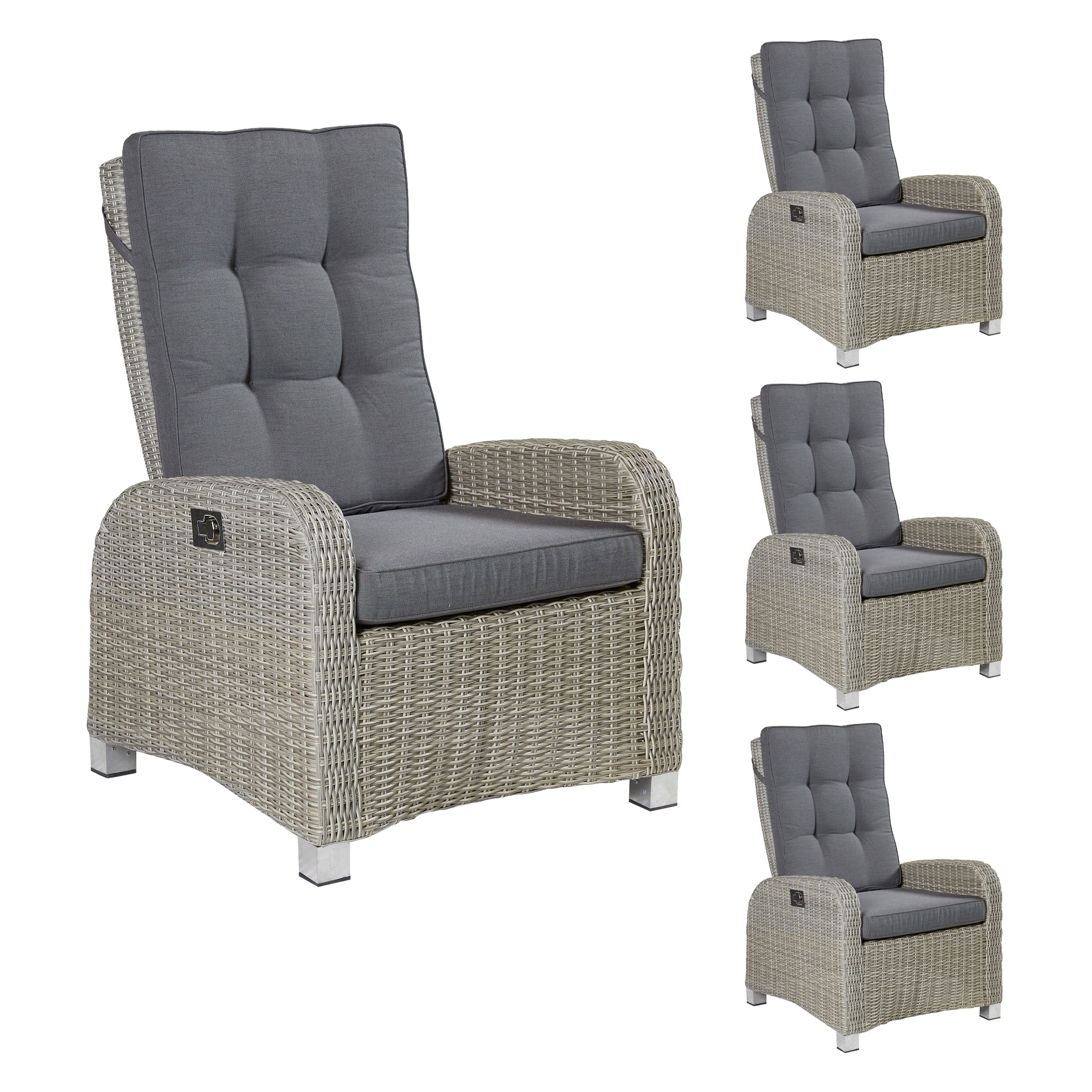 LC Garden »Bilbao« 4er Set Gartensessel Verstellsessel  grau-mix