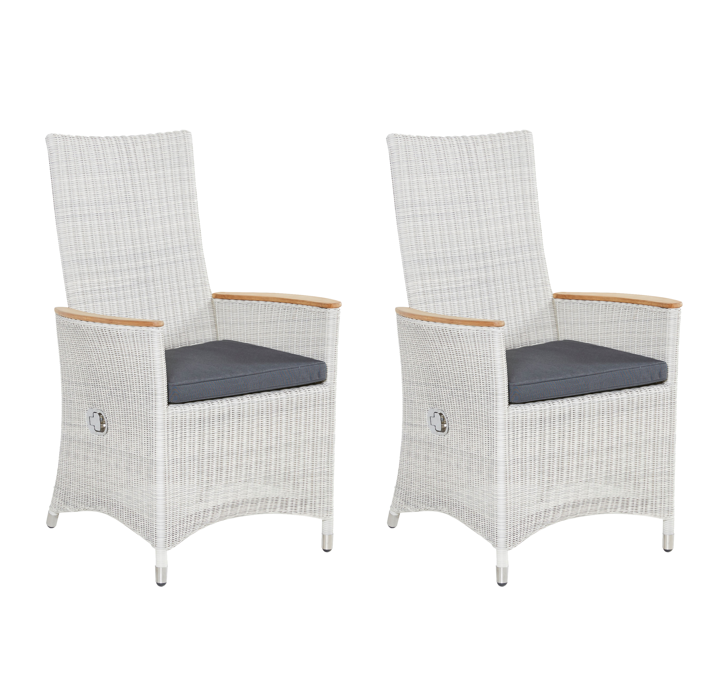 LC Garden »Chelsea« 2er Set Positionsstuhl Verstellsessel weiß inkl. Sitzkissen 70x67x108cm