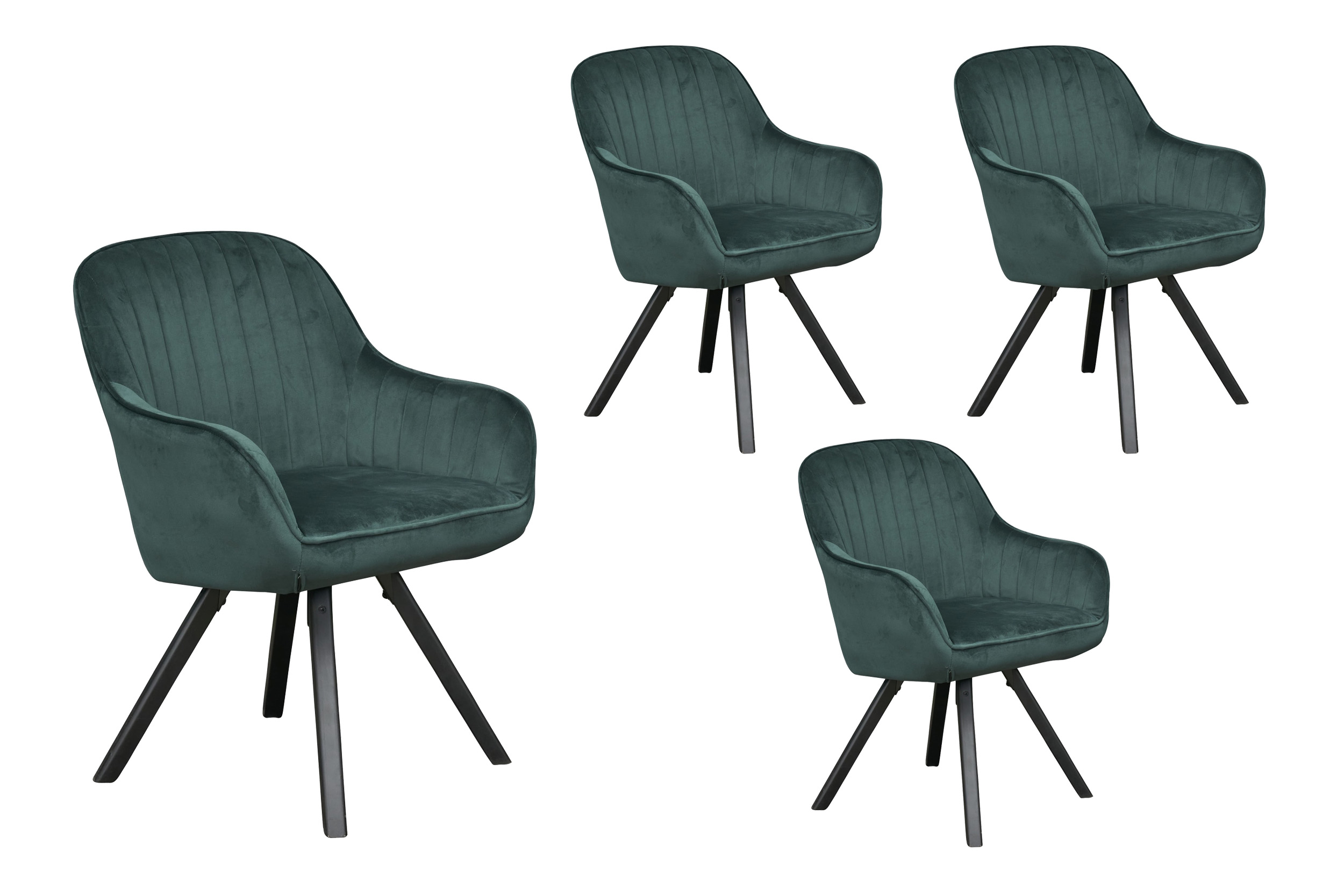 LC Home 4er Set Esszimmerstuhl Drehstuhl »Trevi« Samt grün Polsterstuhl
