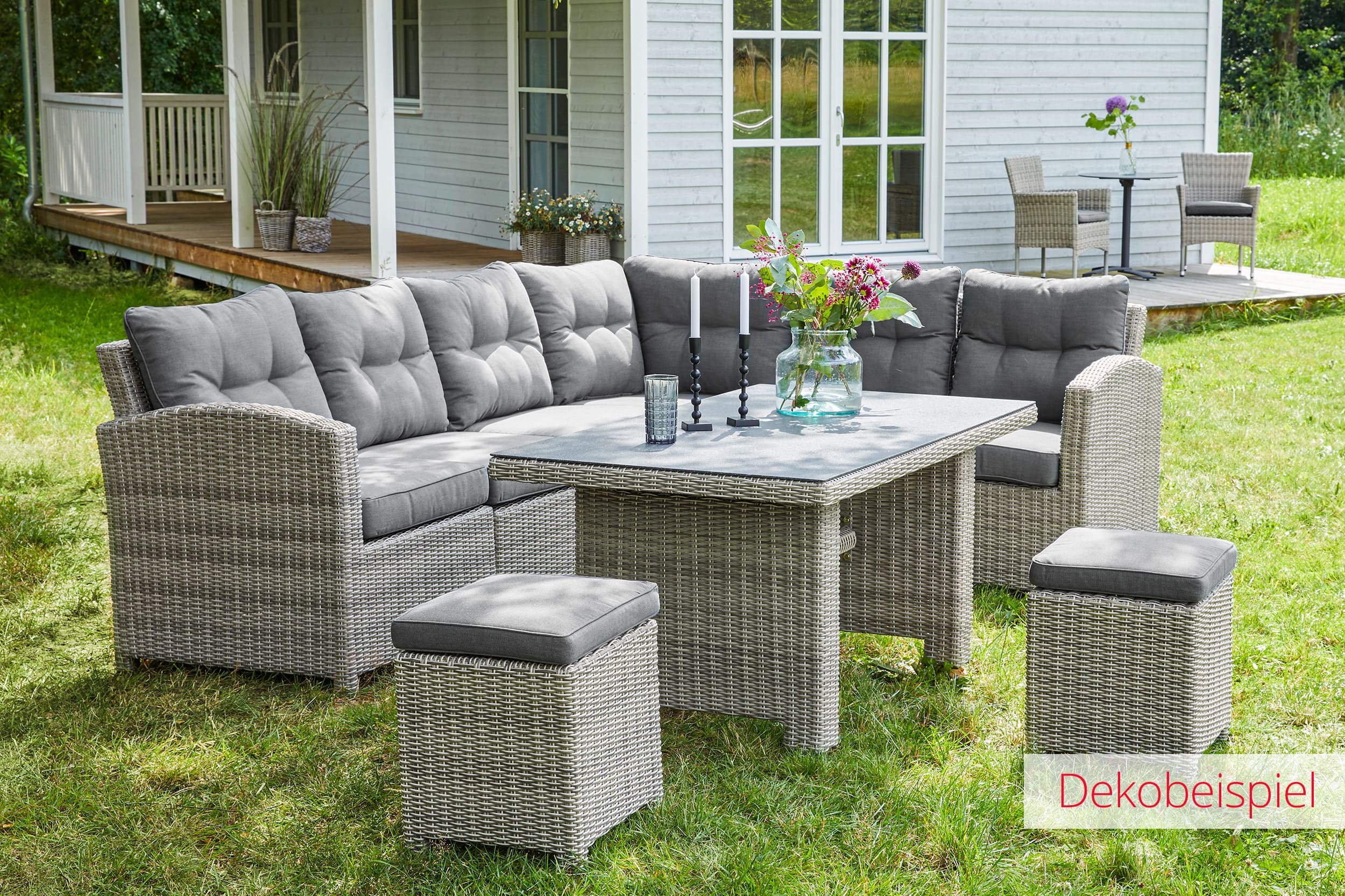 LC Garden »Bilbao« Dininglounge Speiselounge 9 tlg. grau-mix