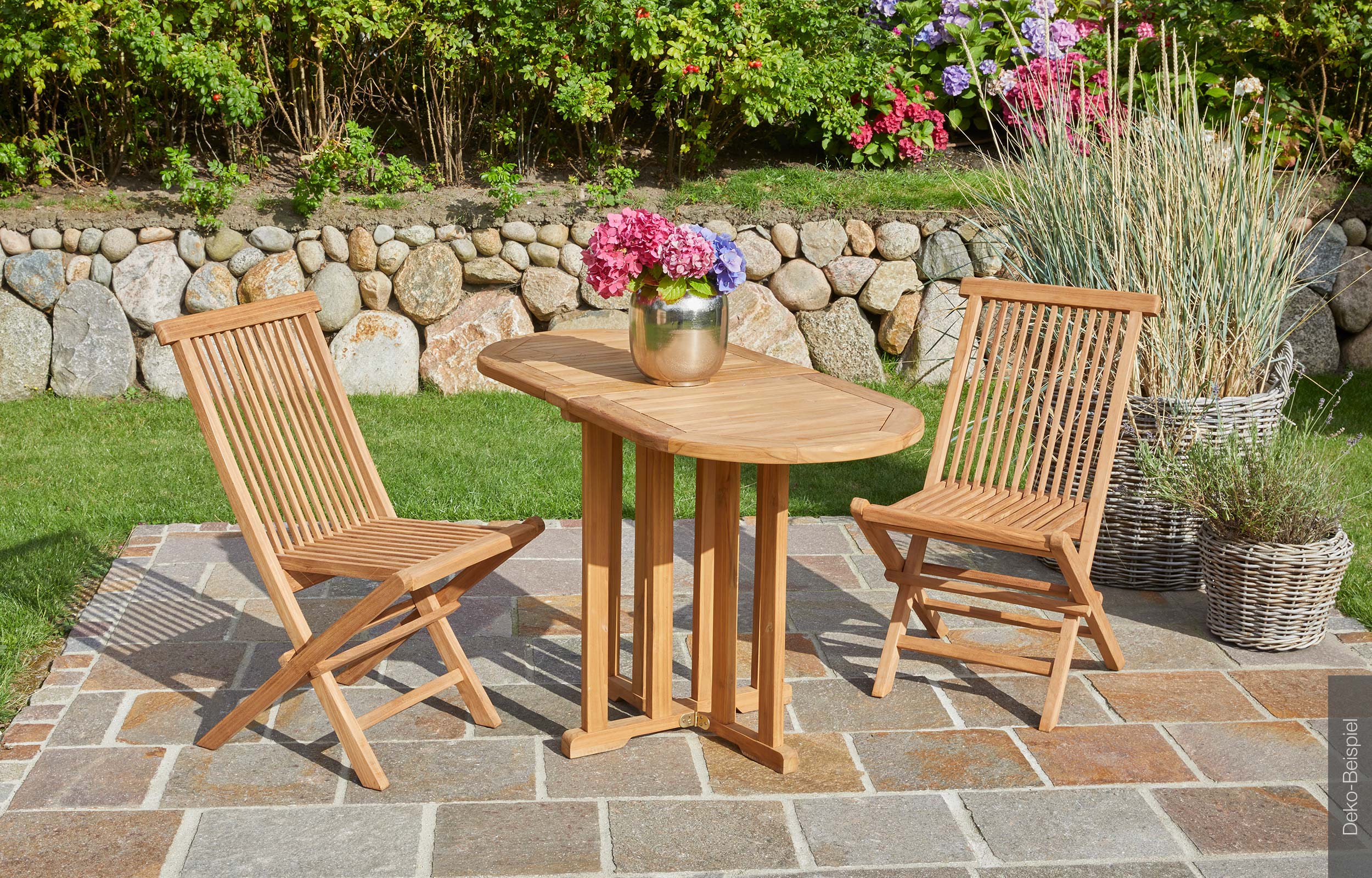 LC Garden »Riva« Teak Klapptisch oval 60/120x60x75cm einklappbar