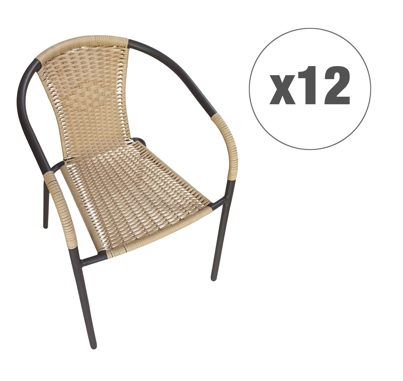 LC Garden 12er Set »Garvista« Gartenstuhl braun/gelb Metall/PE-Rattan Stapelstuhl Bistrostuhl  