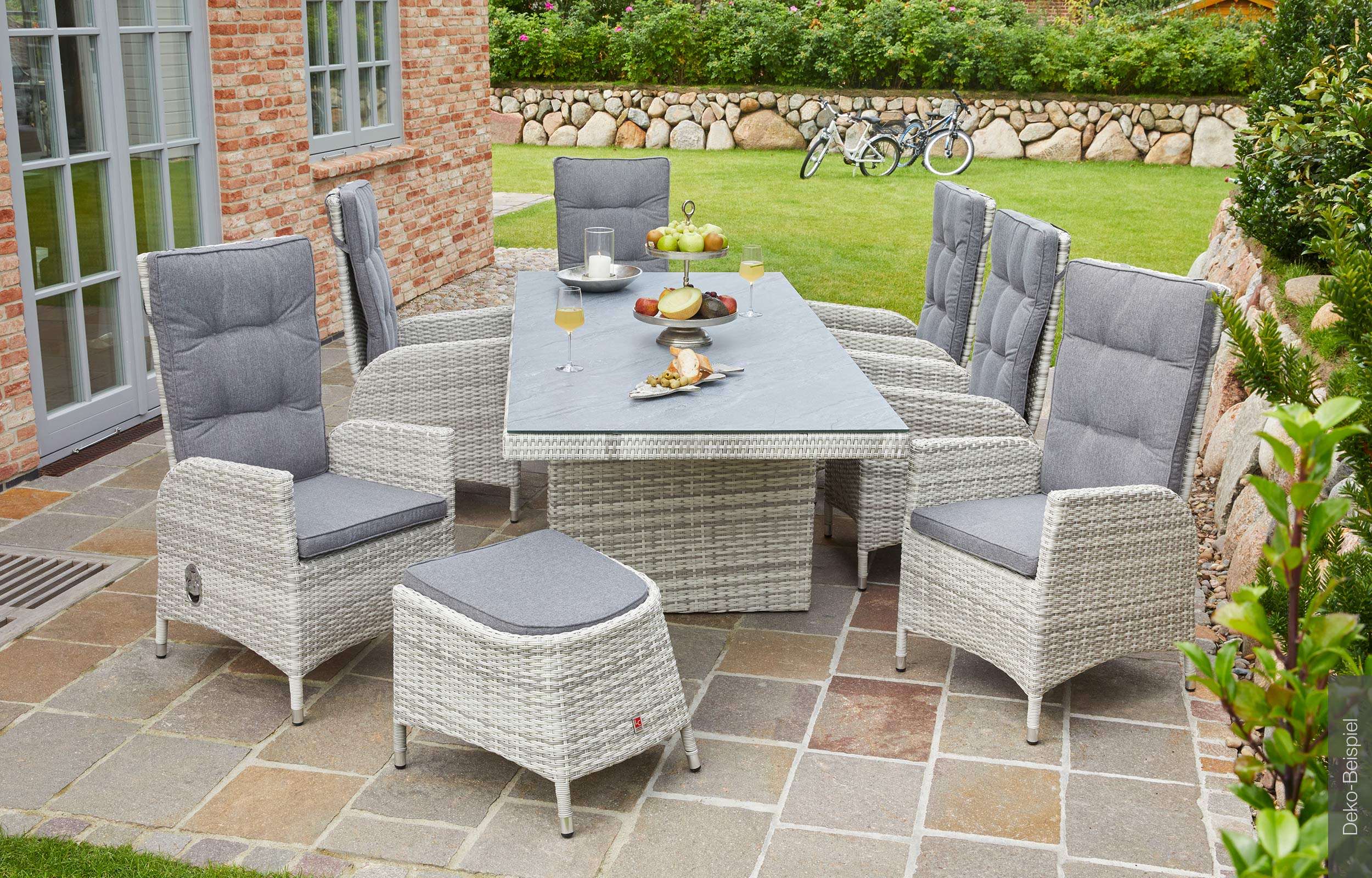 LC Garden »Parma« Dining Set III Sitzgruppe Gartenset weiß-grau