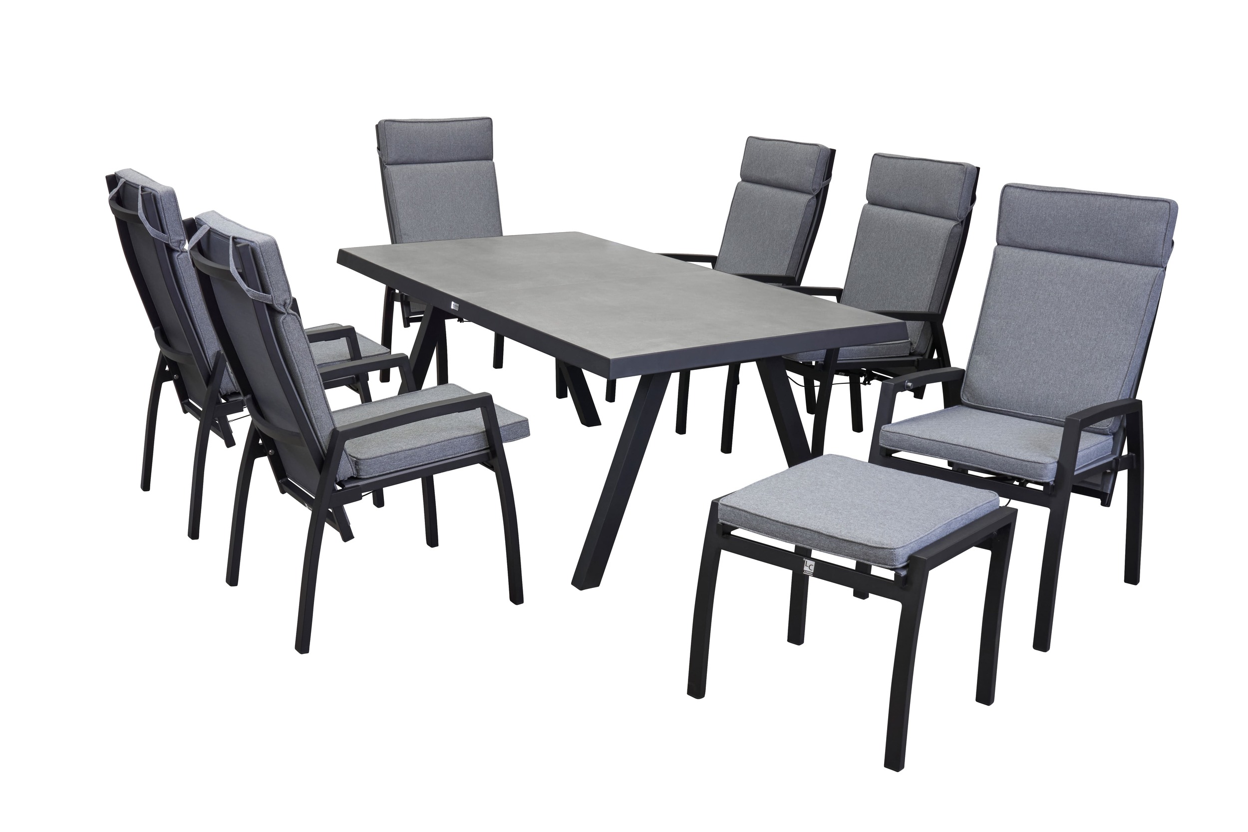 LC Garden »Sondrino« Dining Set V 7tlg. Sitzgruppe Textilen Gartenset schwarz