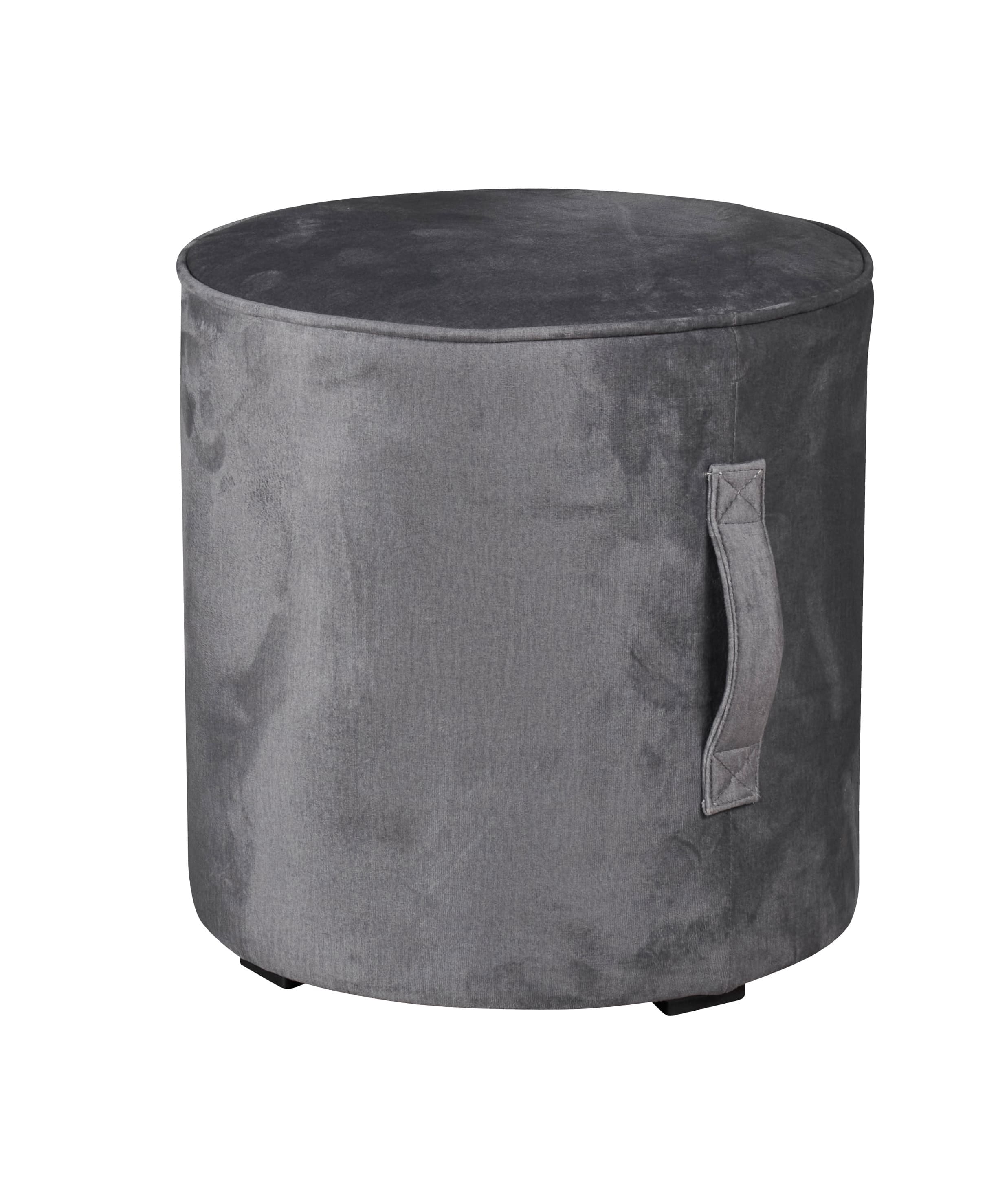 LC Home Sitzhocker »Dalia« rund inkl. Griff Velouroptik grau Ø41x44 cm