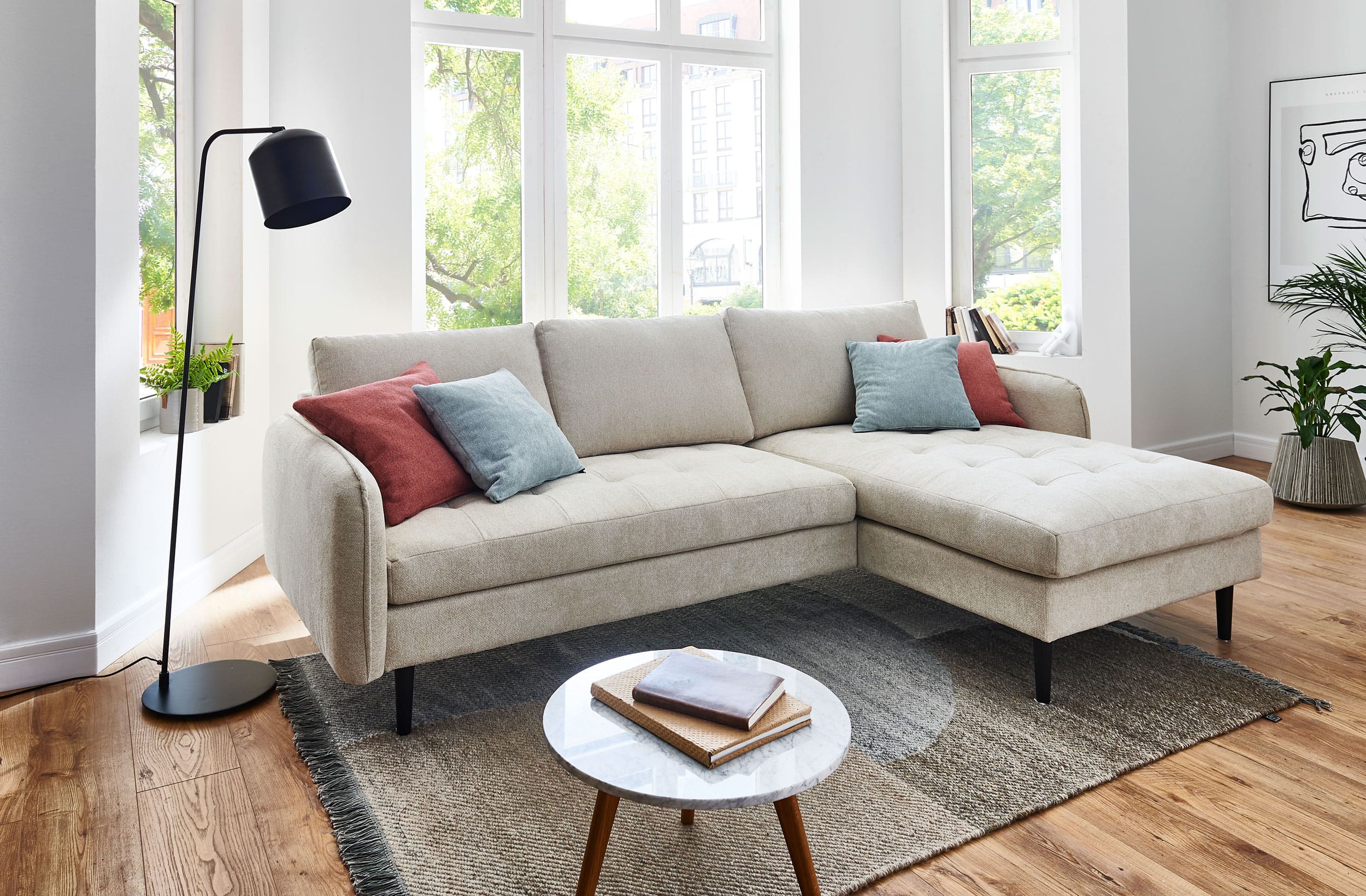 LC Home Sitzecke Ecksofa »New Orleans« Sofa Couch creme 235x154x86cm 