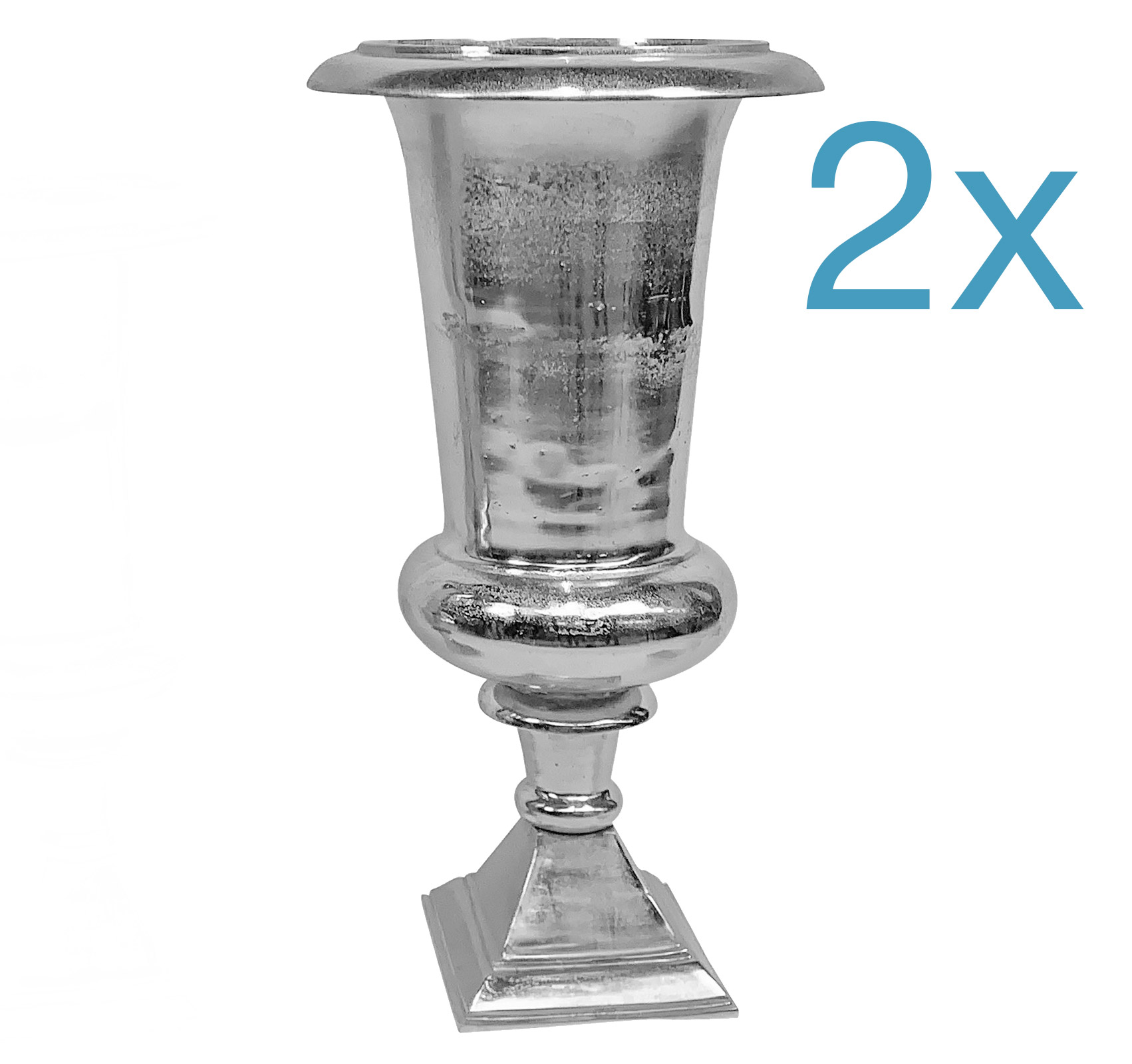 LC Home »Designer Vase 2er Set« Pokalform Raw Nickel 50x50x100cm