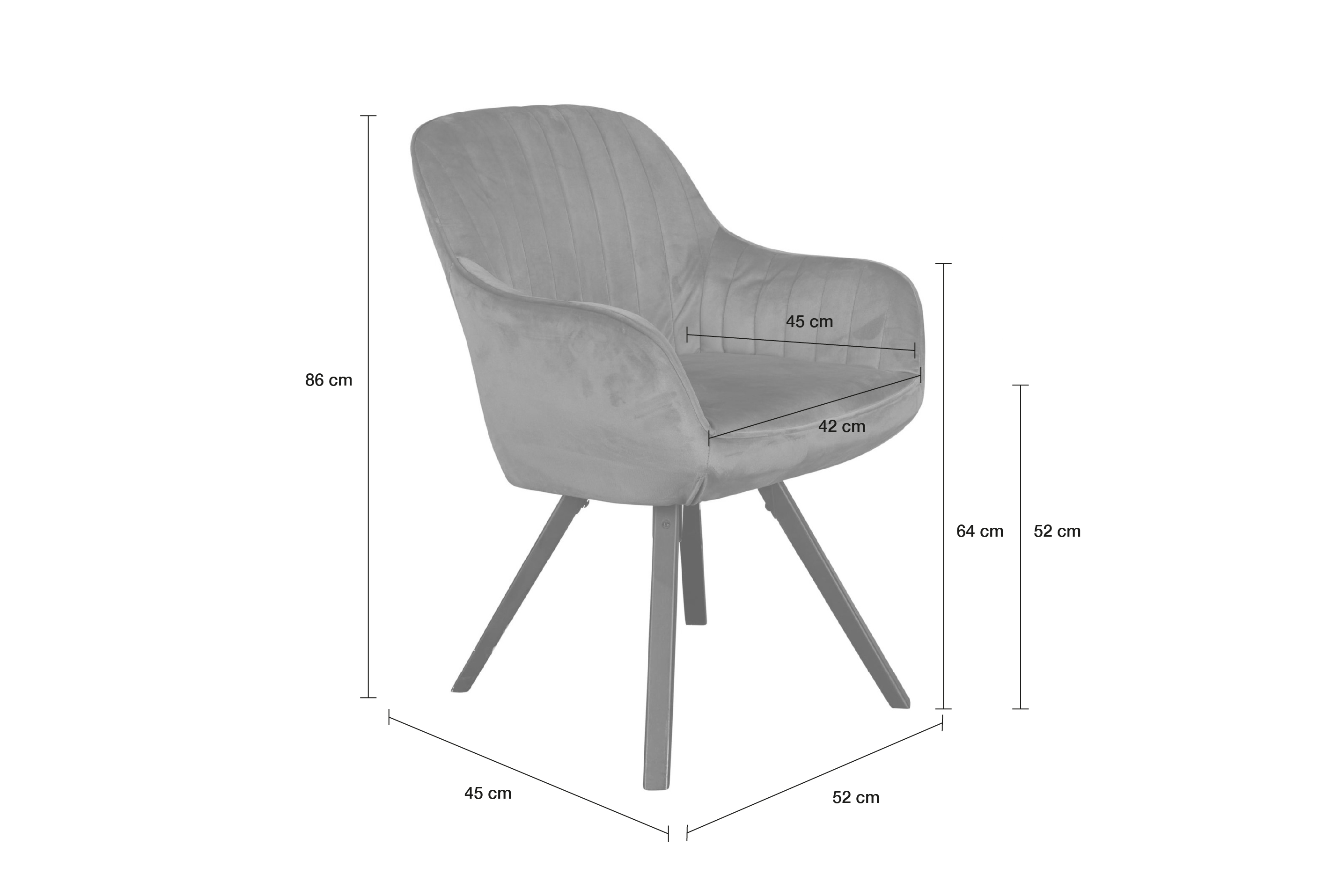 LC Home 4er Set Esszimmerstuhl Drehstuhl »Trevina« Samt dunkelgrau 59x61x84cm