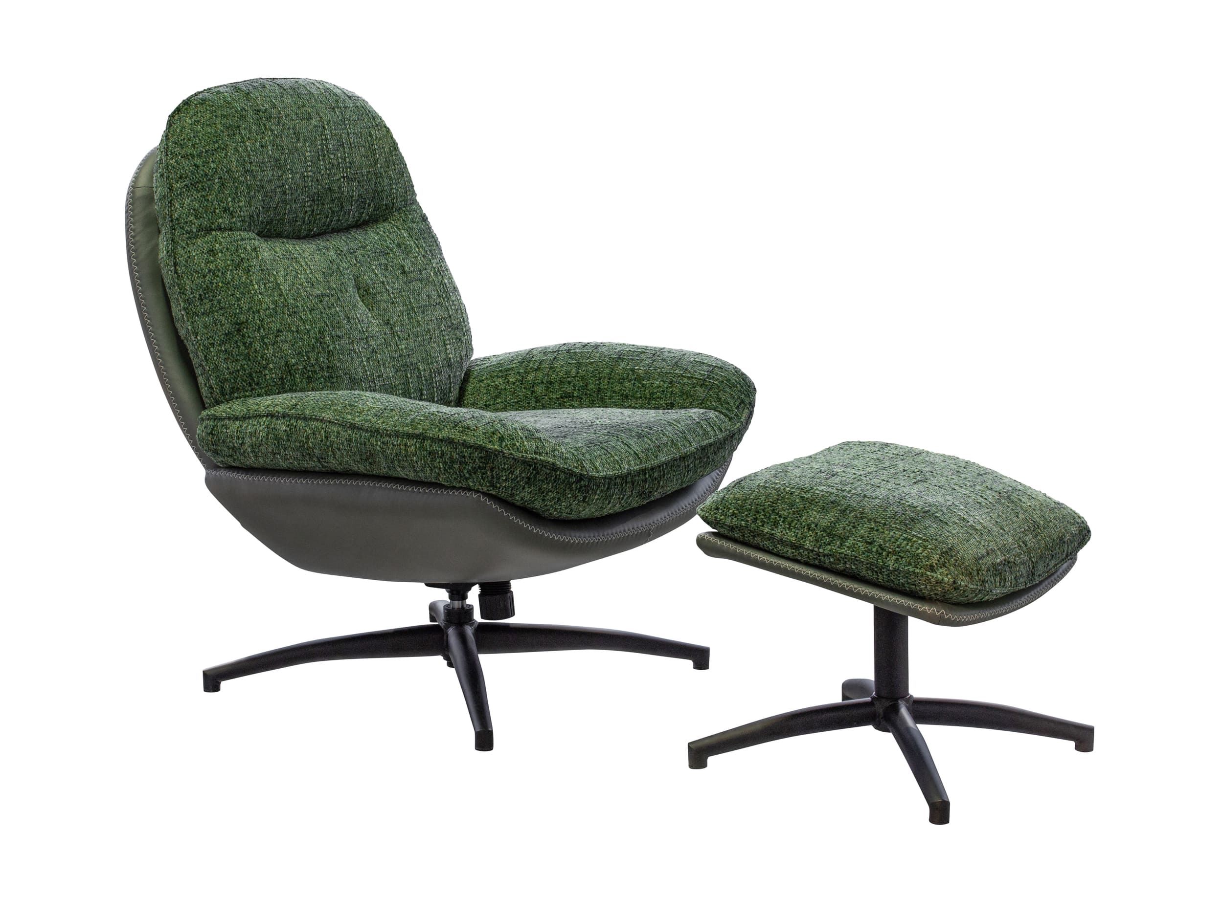 LC Home Drehsessel inkl. Hocker Rockdale mit Karosteppung grüner Webstoff