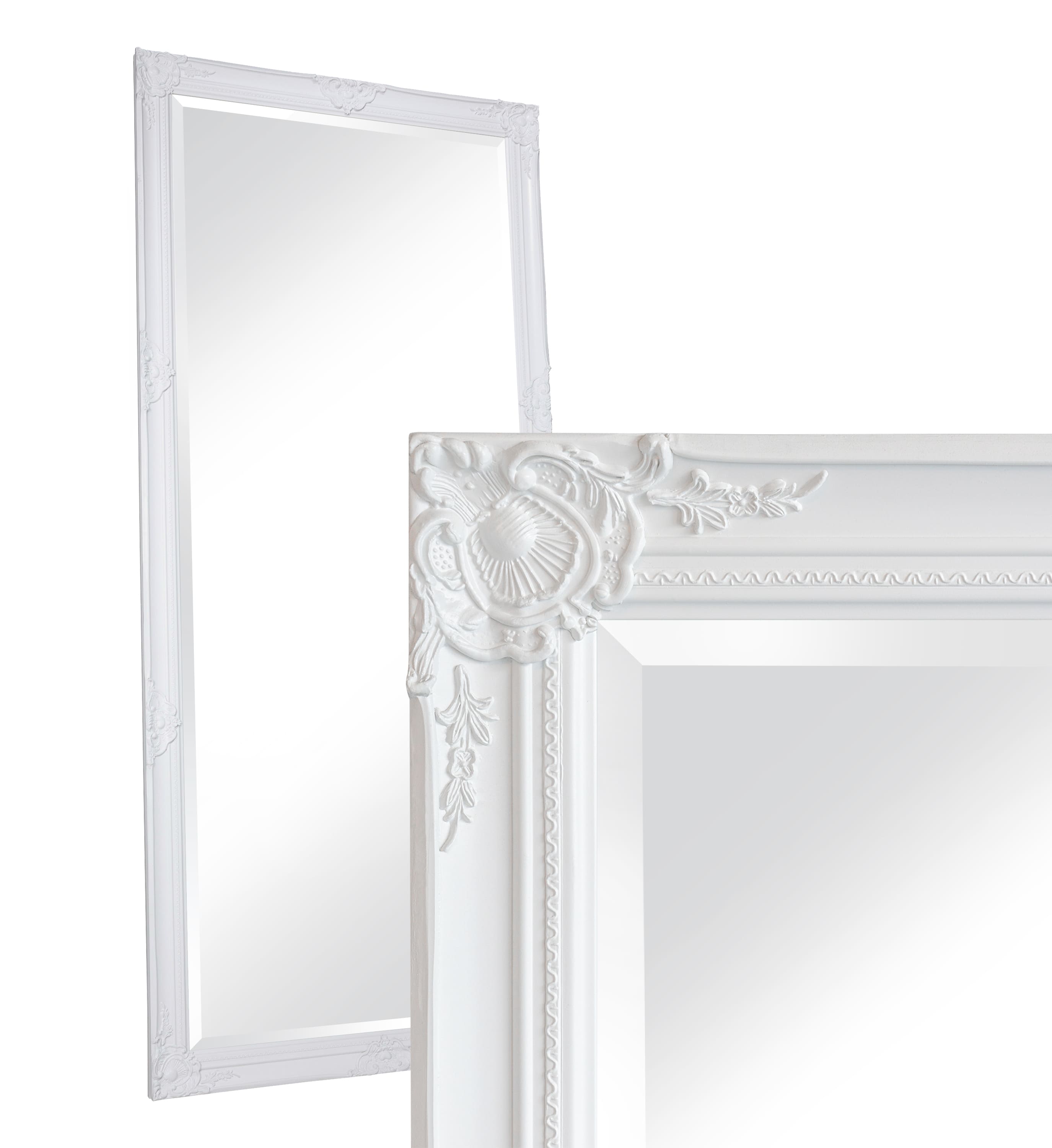 LC Home Wandspiegel Barock XXL Spiegel Weiß ca. 200x100 cm Antik-Stil Ganzkörperspiegel