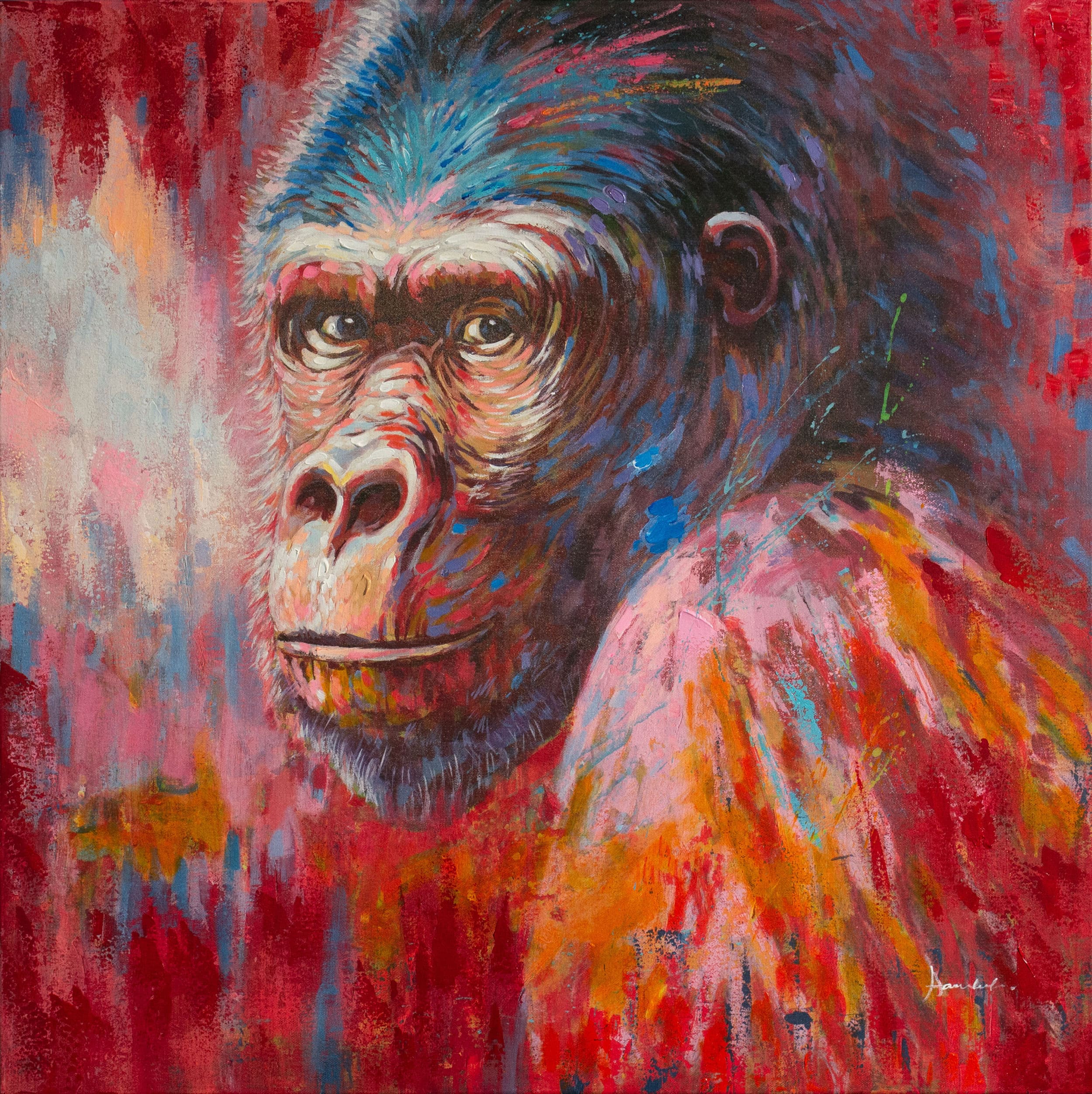 LC Home Designer Wandbild »Gorilla« handbemalt 100x100cm Ölbild