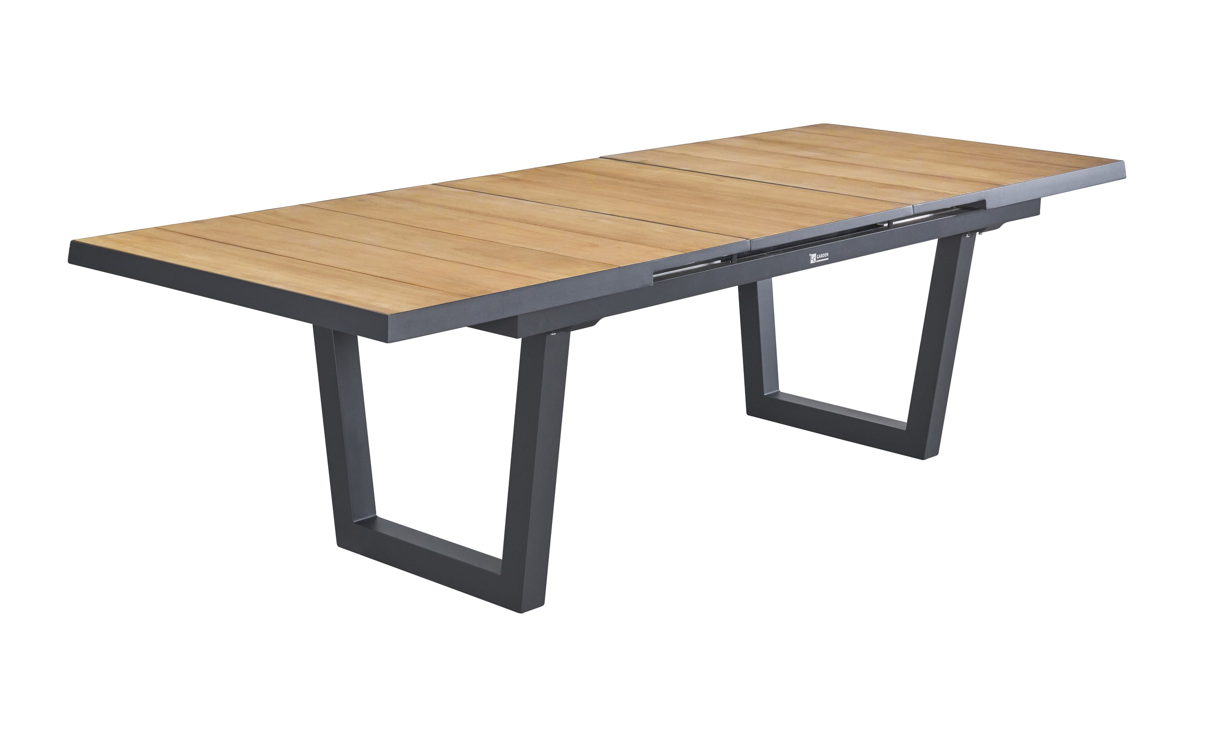 LC Garden »Kumaso« Gartentisch 200/260x100cm Aluminium/Teakholz V-Gestell Ausziehtisch mit Synchronauszug
