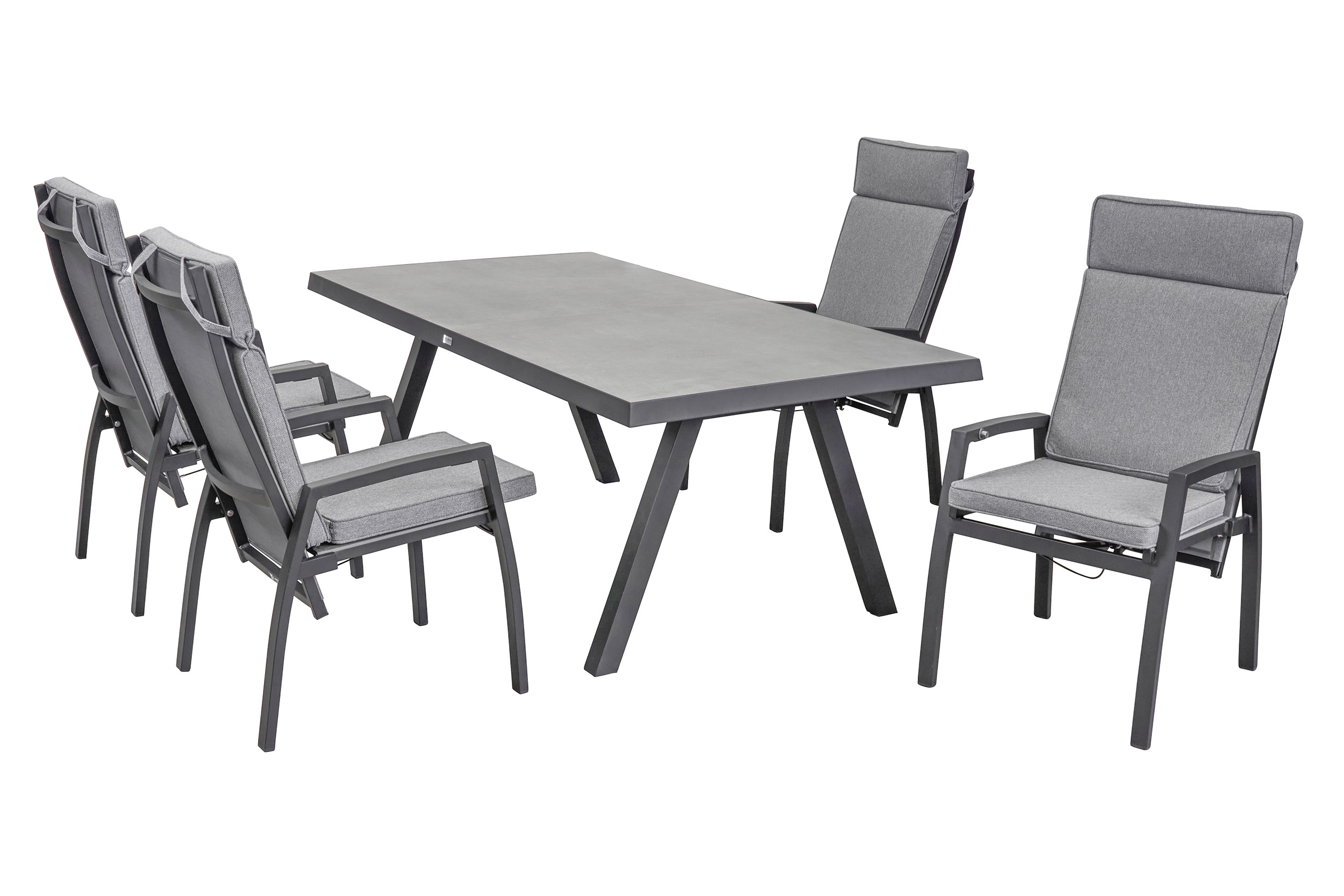 LC Garden »Sondrino« Gartenset 5tlg. anthrazit Esstisch 200x100cm Aluminium/Keramik Beton-Optik + 6 Gartenstühle Sitzgruppe