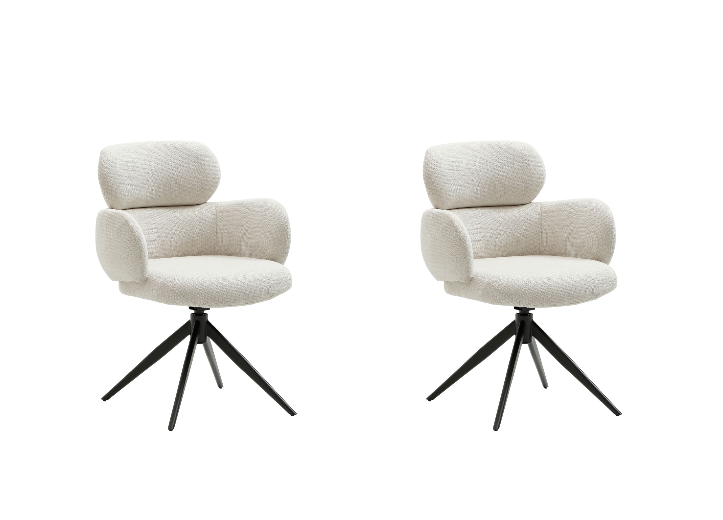 LC Home Esszimmerstühle »Soma« 2er Set Webstoff creme – drehbare Armlehnstühle & Polsterstühle