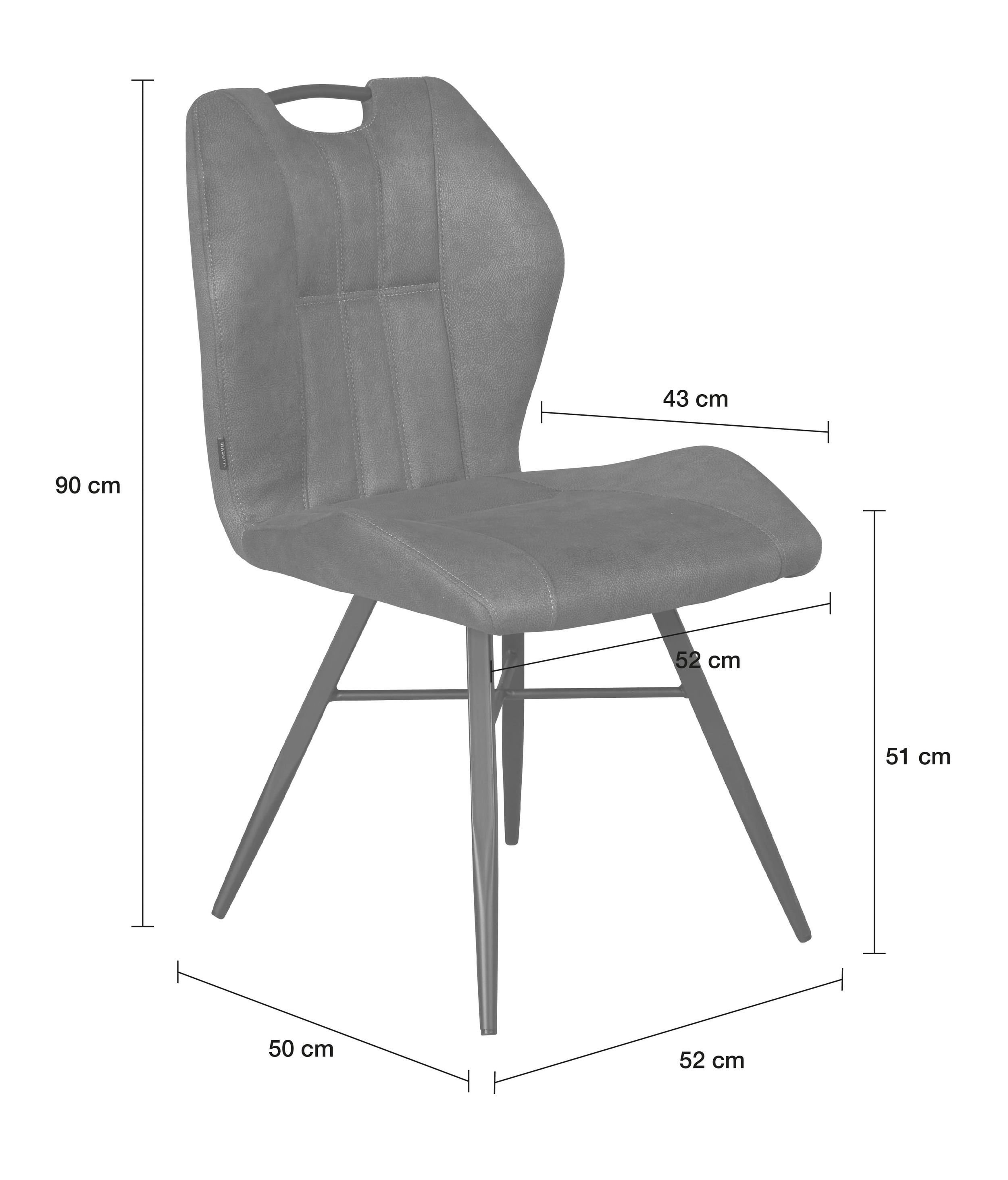 LC Home 4er Set Esszimmerstuhl »Scala Luxor« Microfaser Polsterstuhl  Industrial Design anthrazit