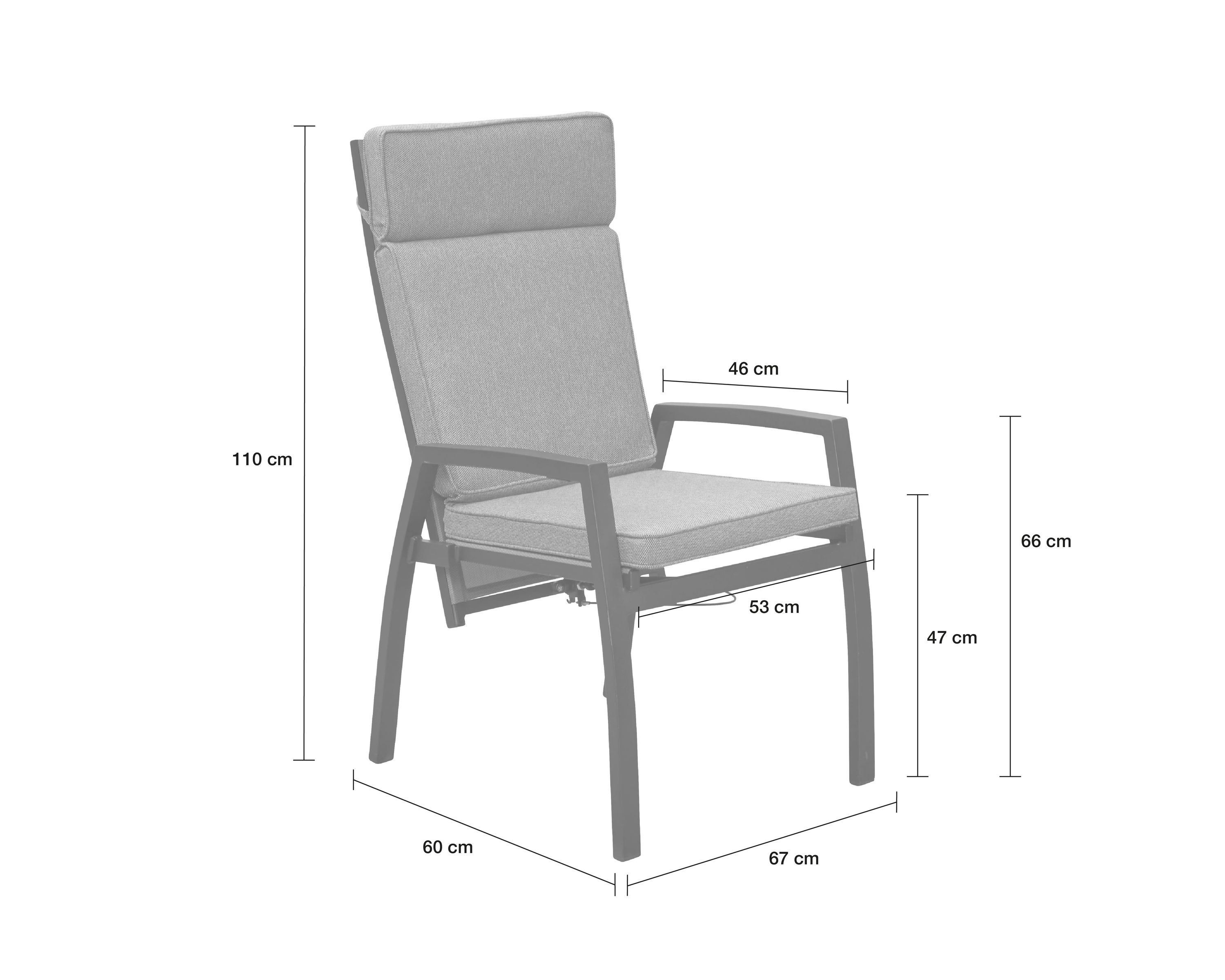 LC Garden 6er Set »Sondrino« Positionsstuhl Textilen schwarz Gartenstuhl Verstellsessel