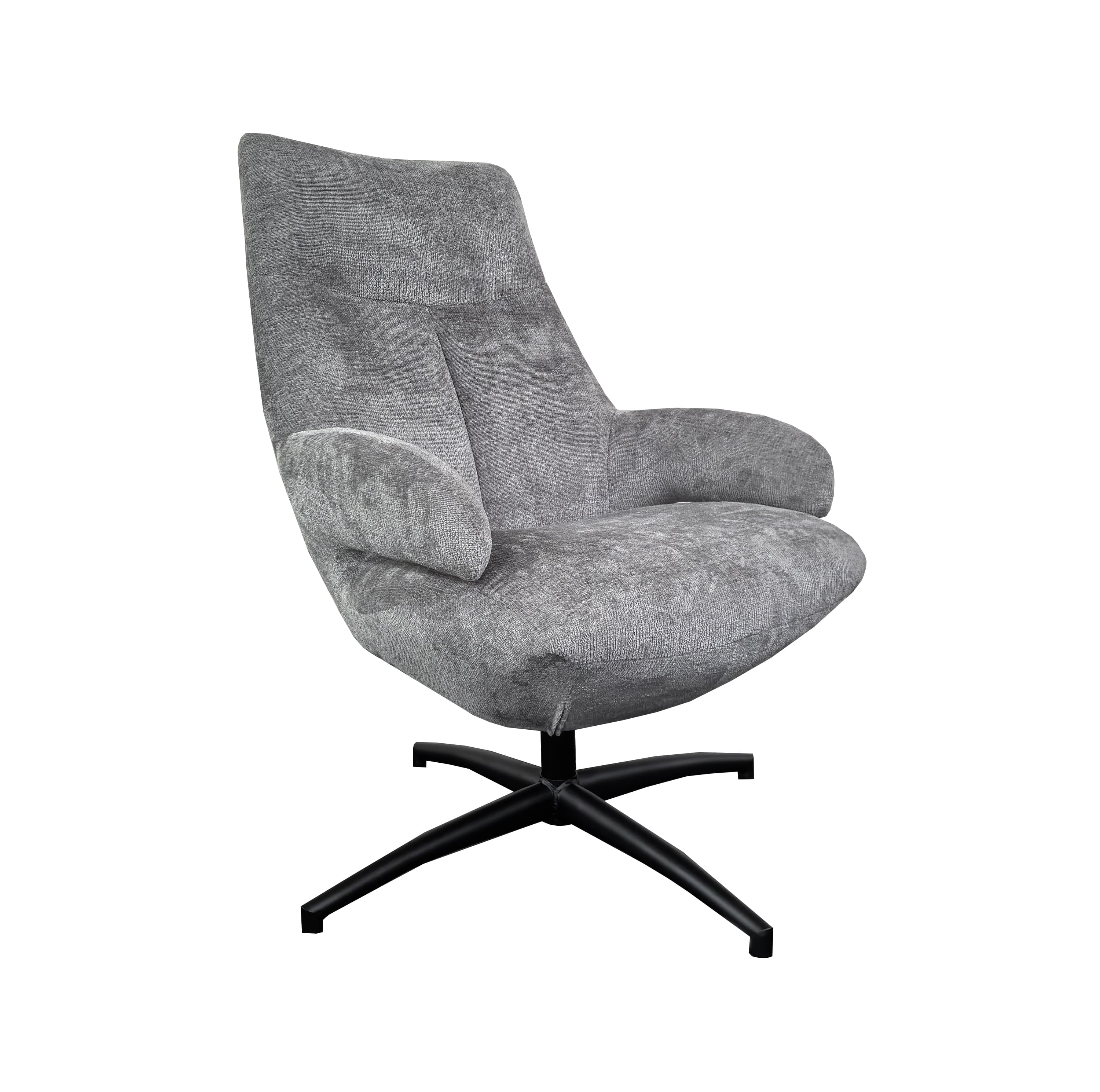 LC Home Sessel »Wyatt« Webstoff hellgrau – drehbarer Polstersessel & Relaxsessel mit Armlehnen, Metallgestell schwarz