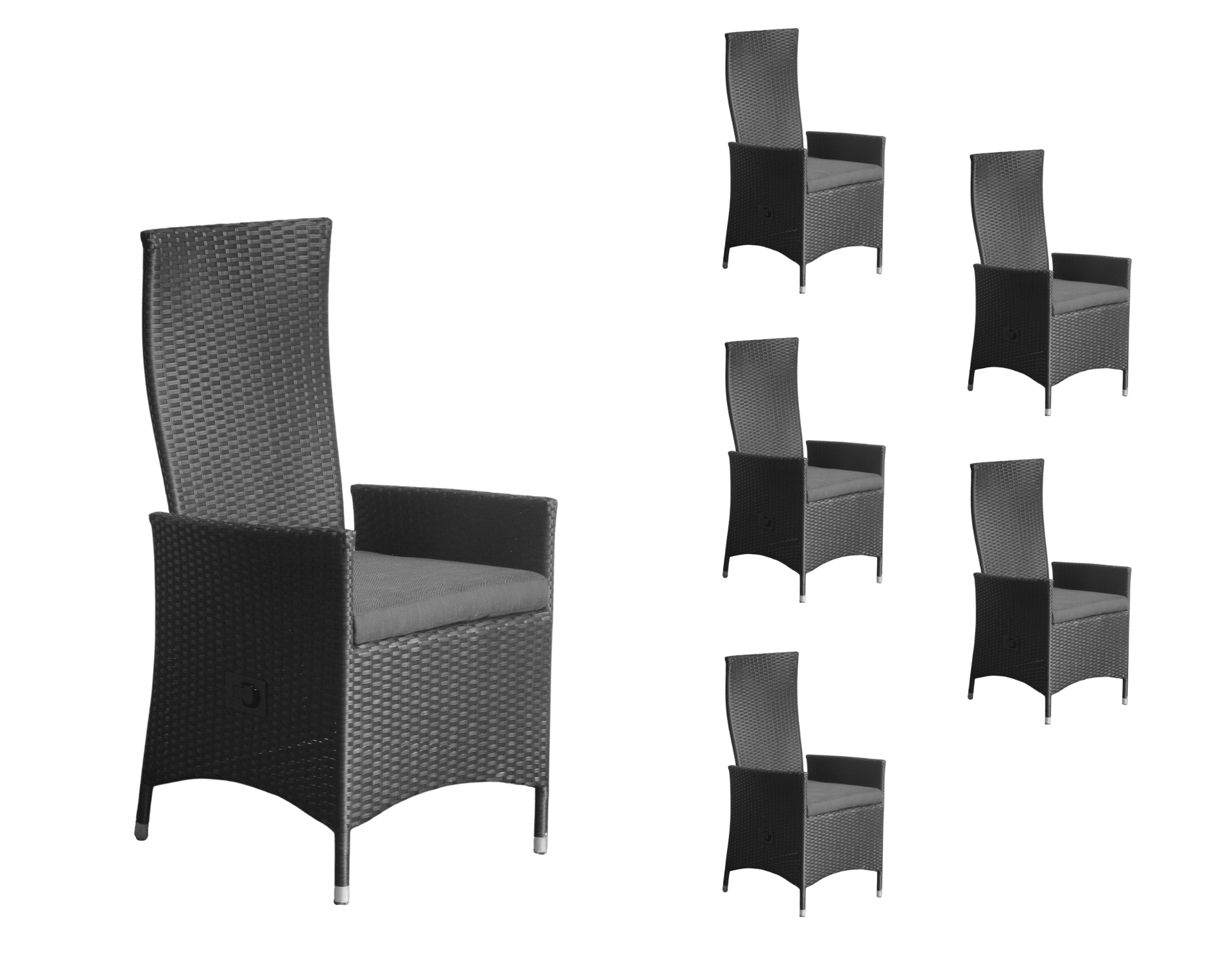 LC Garden 6er Set »Diningo« Dining Positionsstuhl schwarz Gartenstuhl mit Kissen