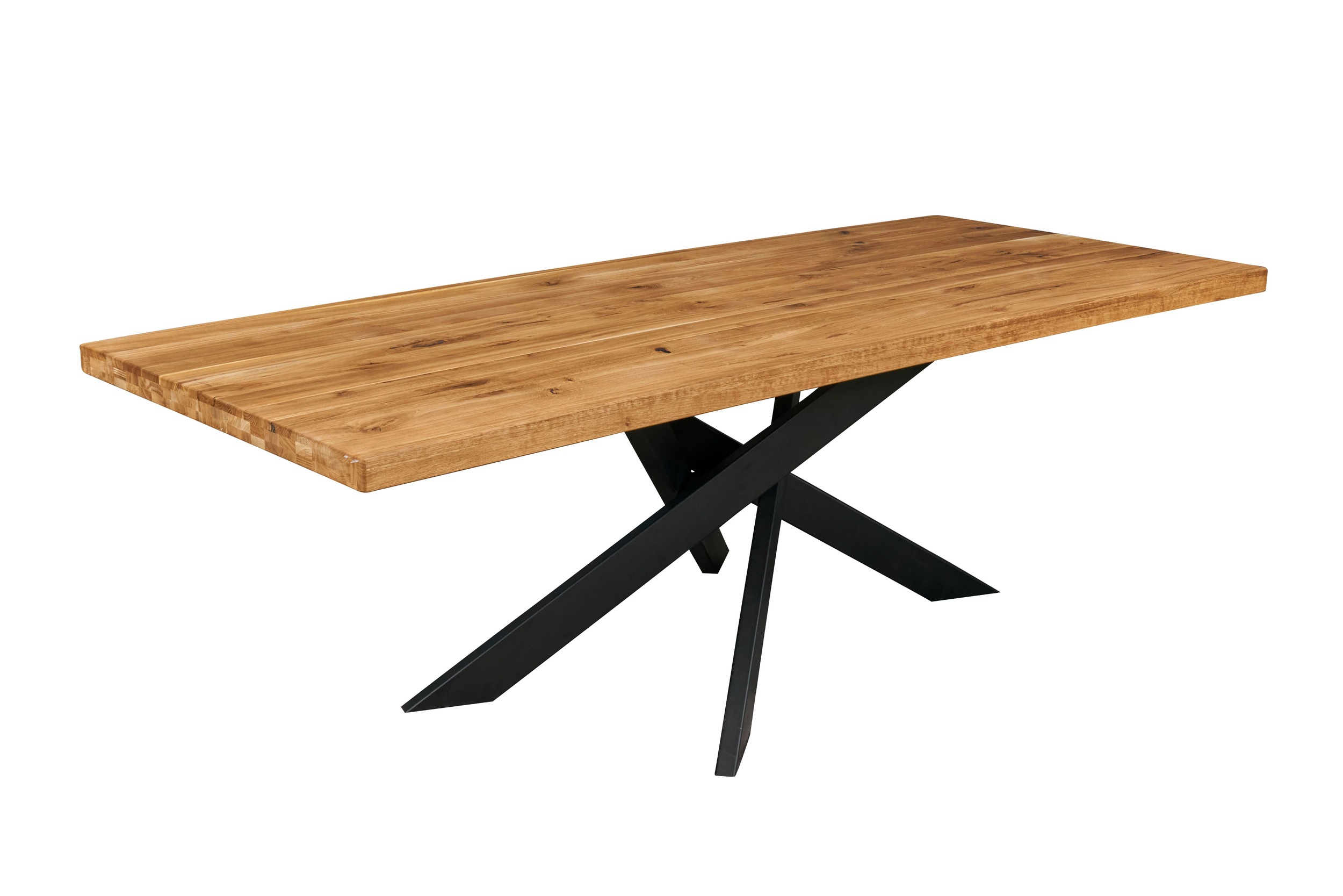 LC Home »Borkum« Dining Set I Eiche geölt Stern-Fuß Sitzgruppe Teddystoff Silber