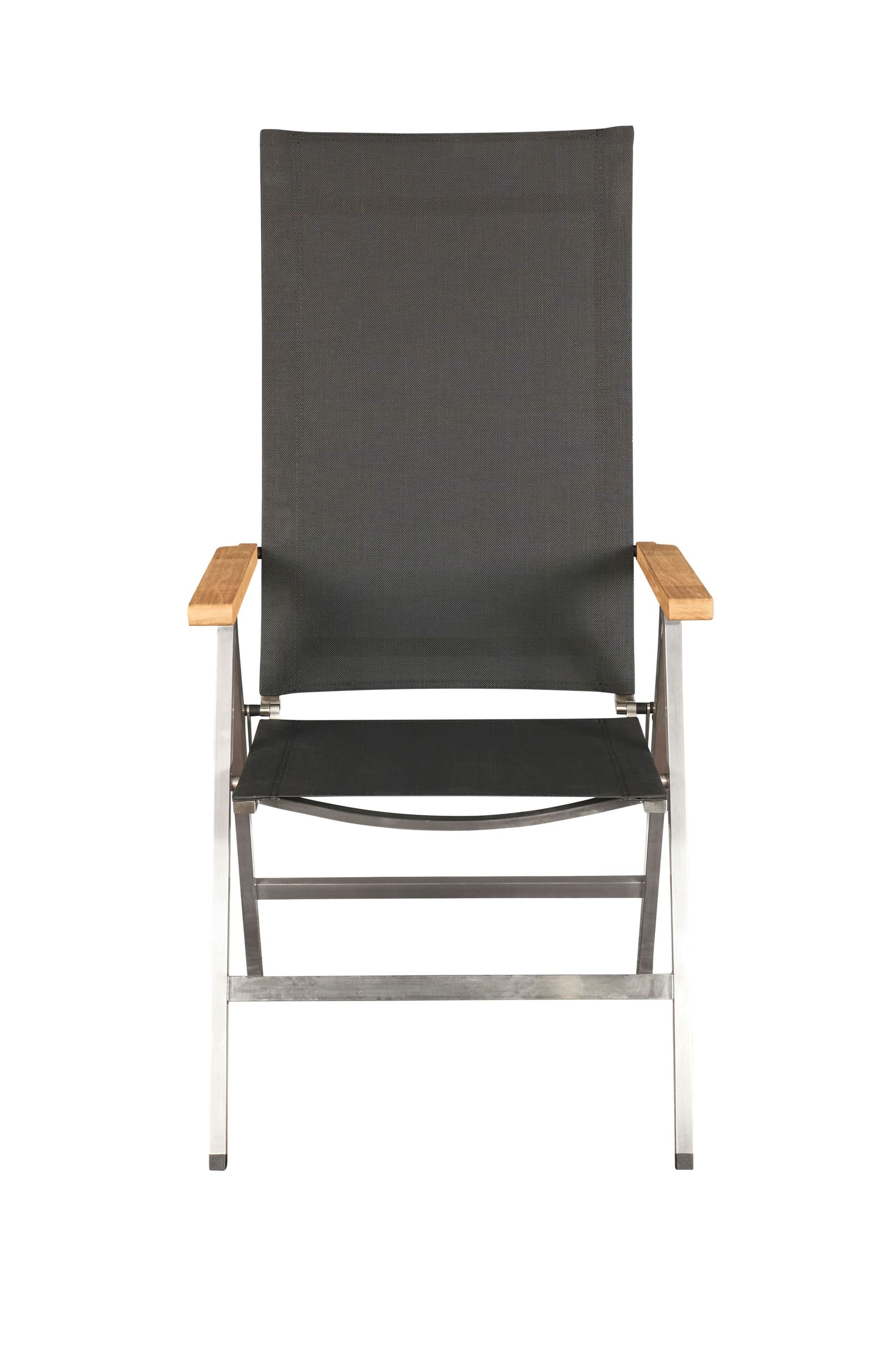 LC Garden 6er Set »Steelado« Klappsessel Textilen Edelstahl/schwarz Klappstuhl Teakholz Gartenstuhl