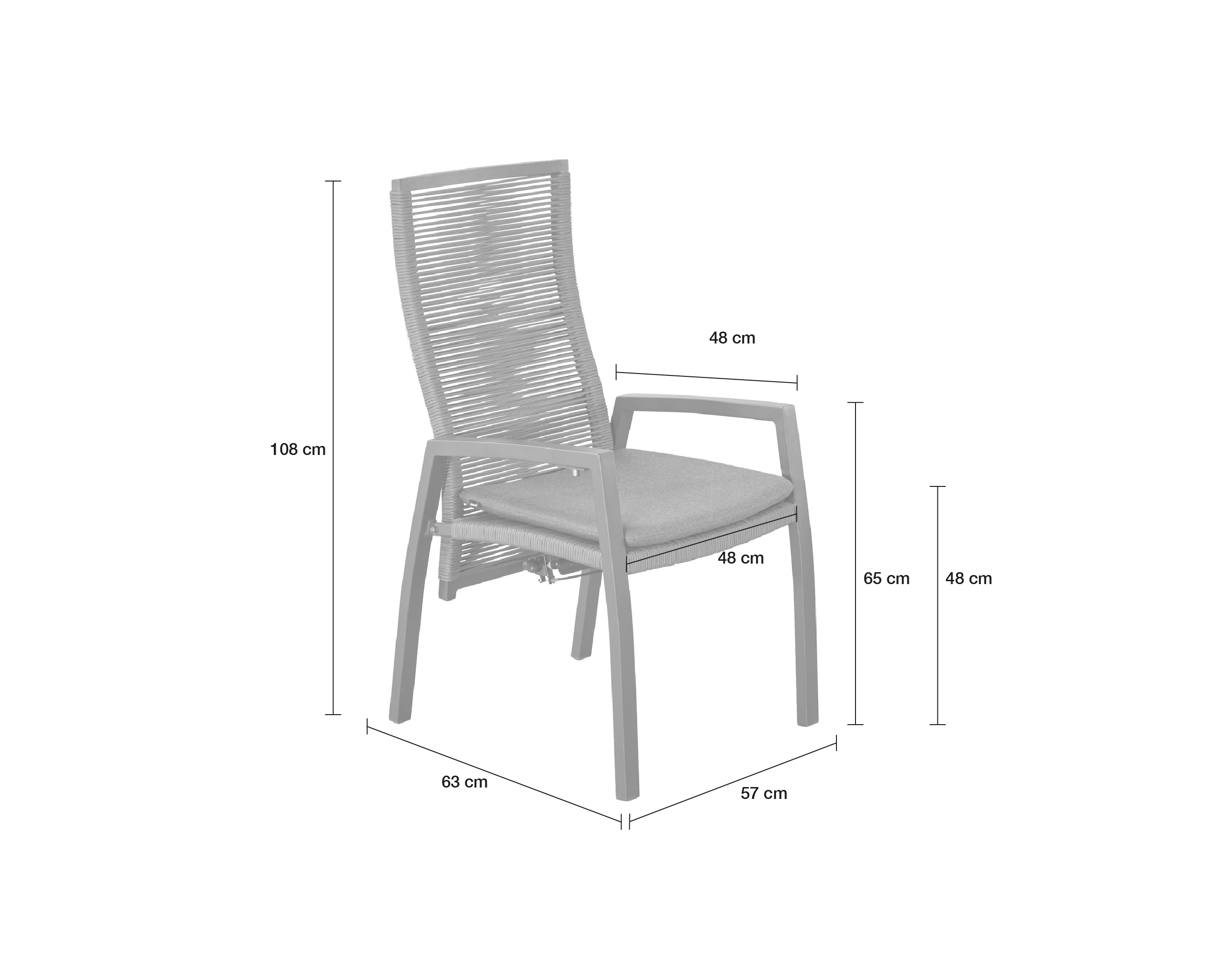 LC Garden 2er Set »Diwo« Gartenstuhl anthrazit/grau Aluminium/Rope Positionsstuhl mit Sitzkissen aus Sunbrella® Stoff