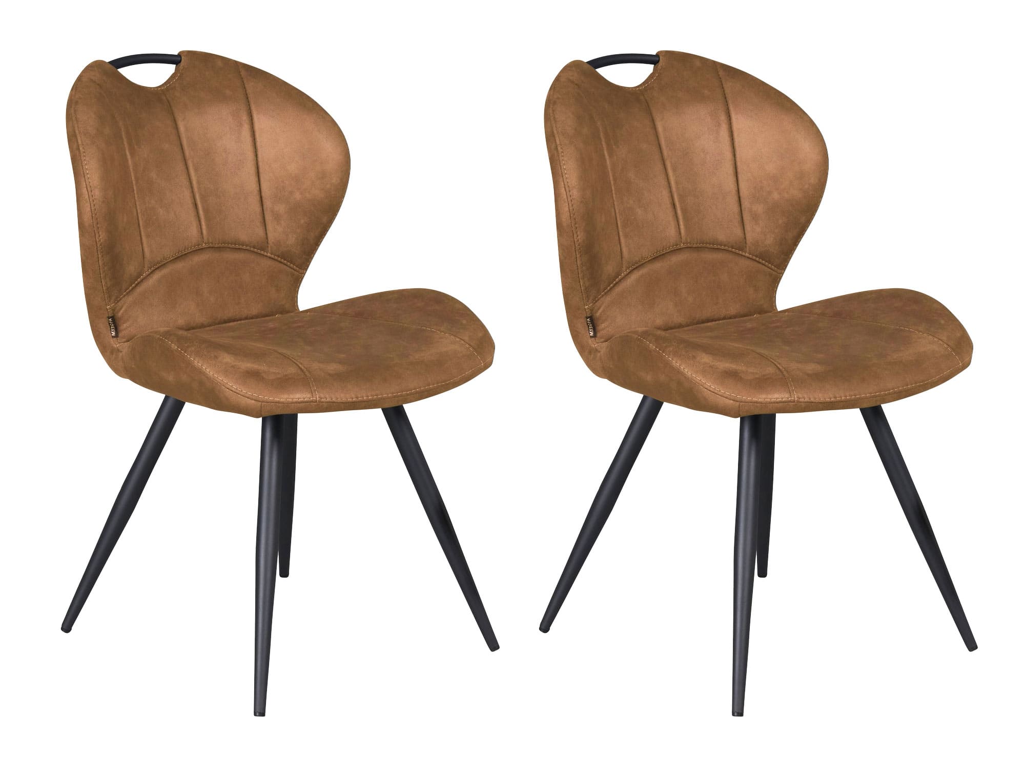 LC Home 2er Set Esszimmerstuhl »Miracle« Microfaser Polsterstuhl  Industrial Design cognac