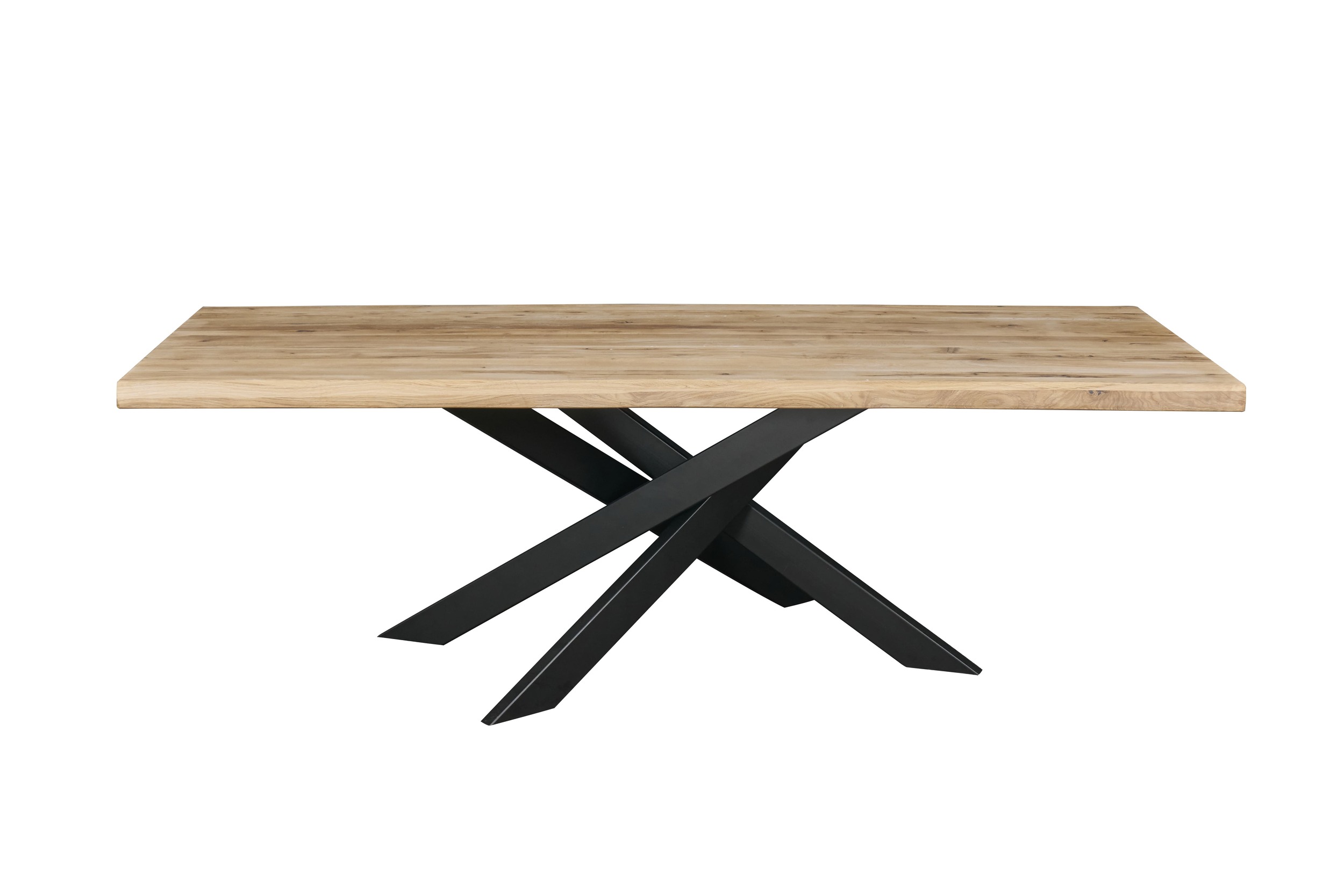 LC Home »Baltrum« Dining Set III Eiche natur Stern-Fuß Lederoptik Silber-Grau