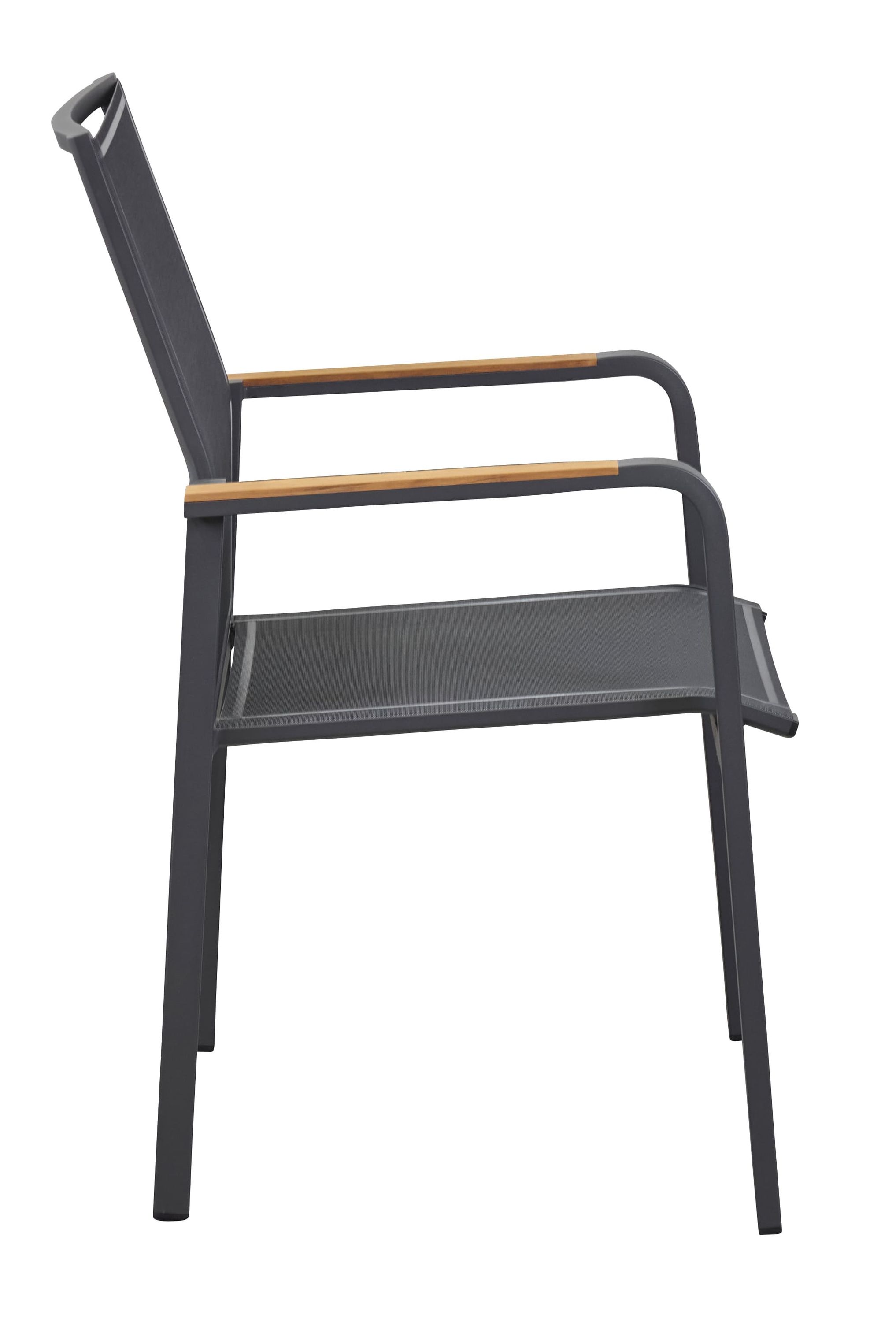 LC Garden 8er Set »Unicamo Sunrest« Stapelstuhl Textilen anthrazit/anthrazit Teakholz Gartenstuhl